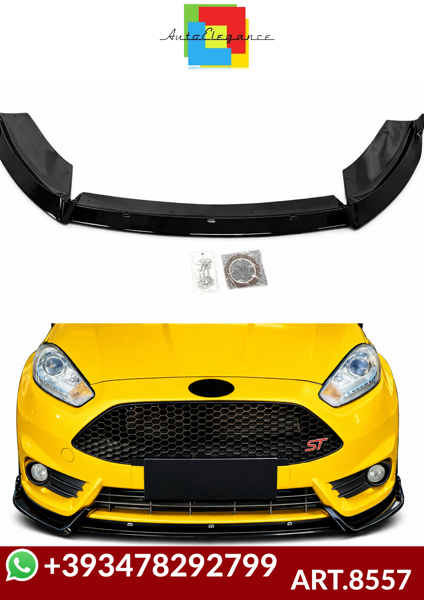 💕ART.8557 SPLITTER  Ford Fiesta MK6 ST 2012-2017 NERO LUCIDO💕