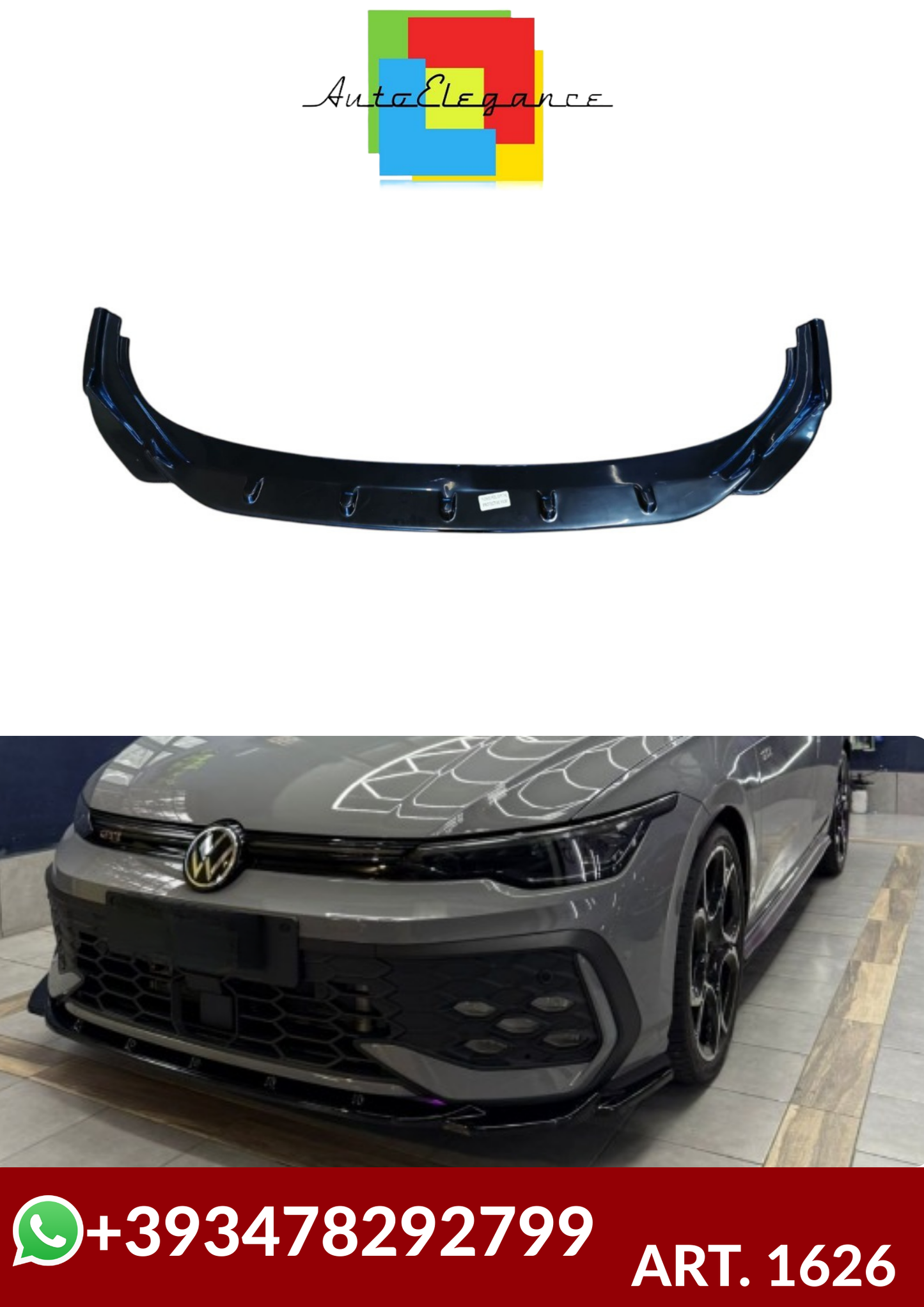 💕ART. 1626 SPLITTER GOLF 8 + 8.5 R NERO LUCIDO💕