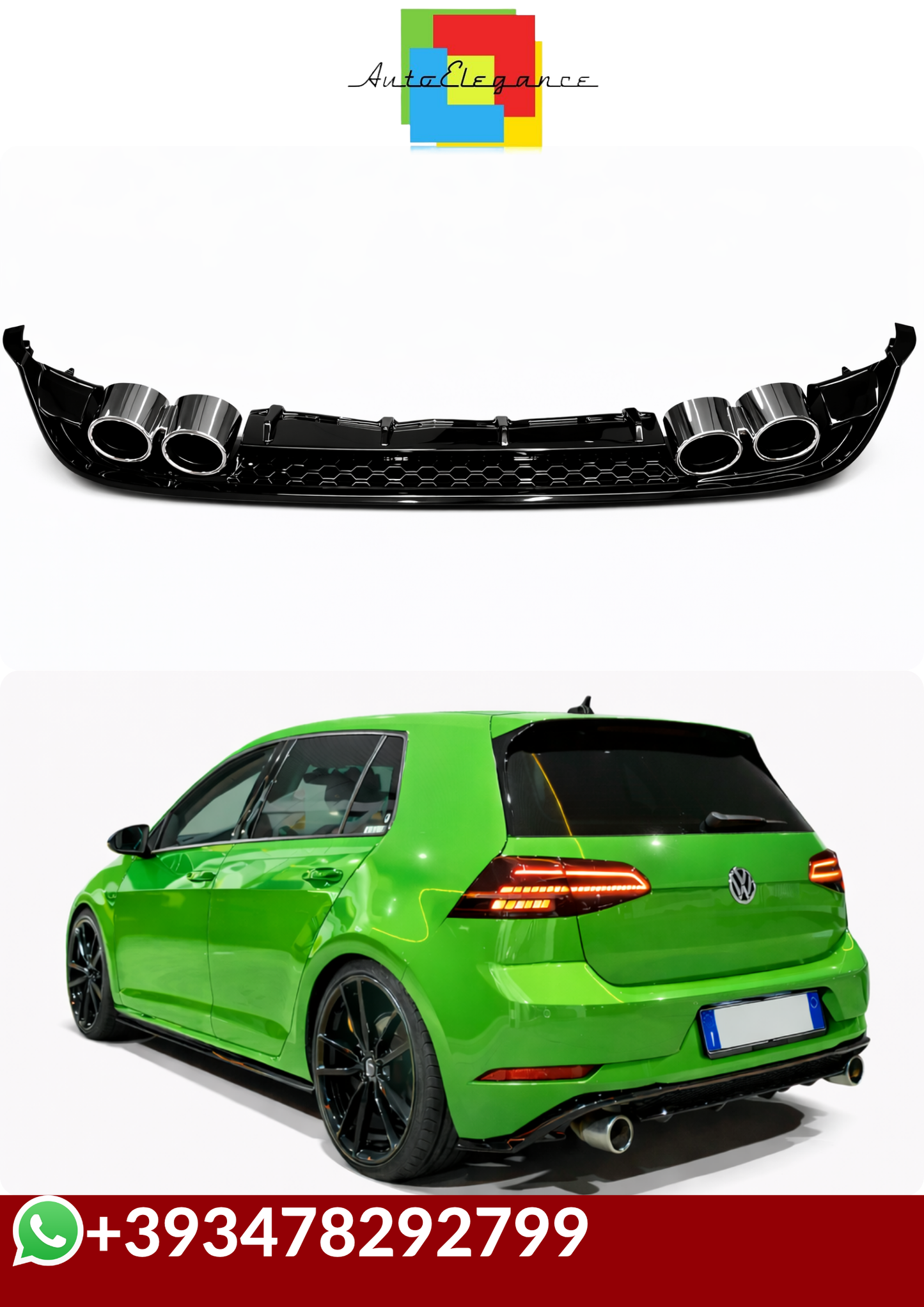 💕ART.0348  DIFFUSORE VW GOLF 7.5 2+2 NERO LUCIDO 💕