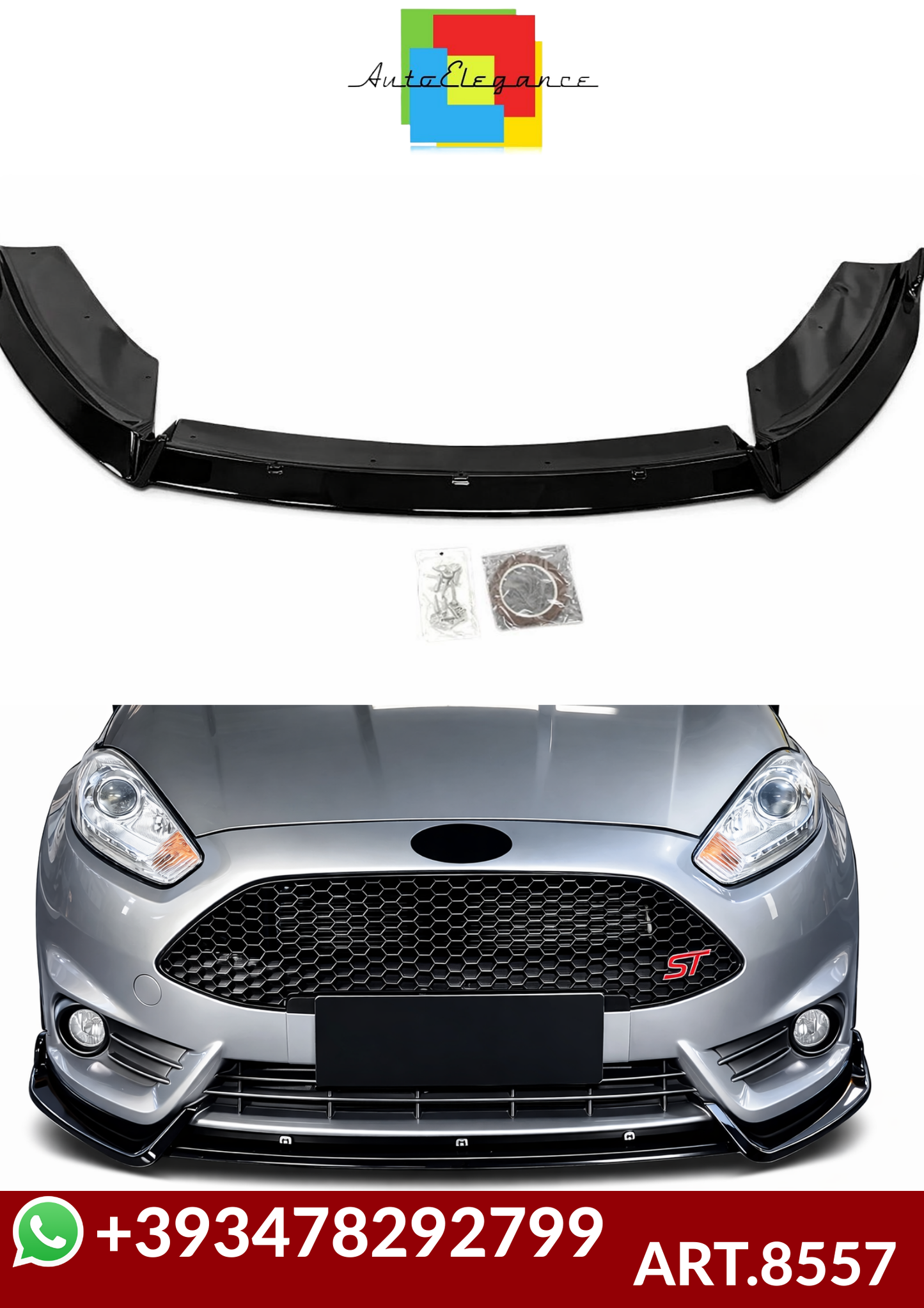 💕ART.8557 SPLITTER  Ford Fiesta MK6 ST 2012-2017 NERO LUCIDO💕