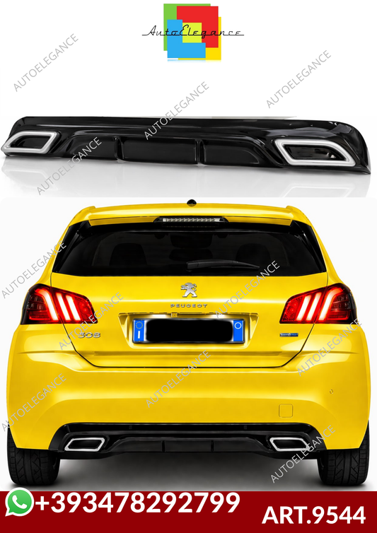 💕ART.9544 DIFFUSORE PEUGEOT 308 II 5 PORTE 13-21 LOOK  NERO LUCIDO TERMINAL💕