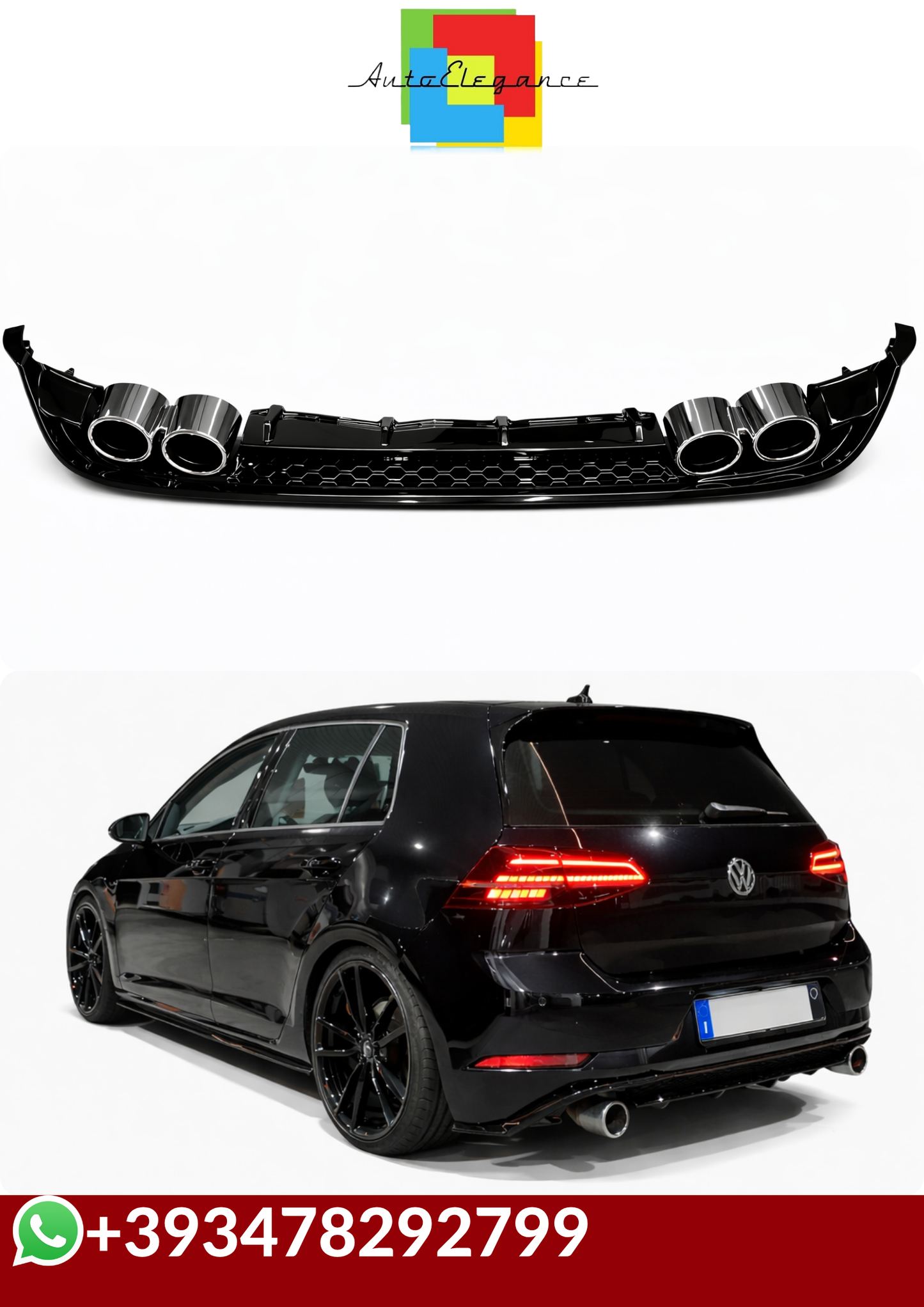 💕ART.0348  DIFFUSORE VW GOLF 7.5 2+2 NERO LUCIDO 💕