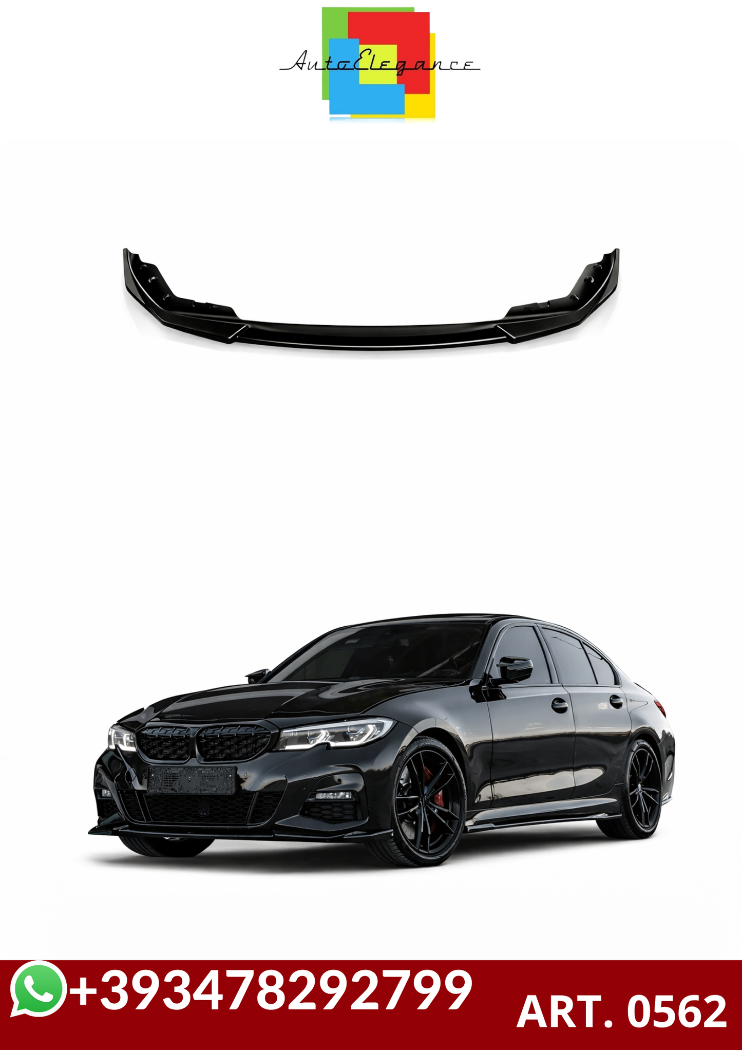 💕ART. 0562 SPLITTER BMW SERIE 3 G20 G21 MSPORT 2018-2022 NERO LUCIDO💕