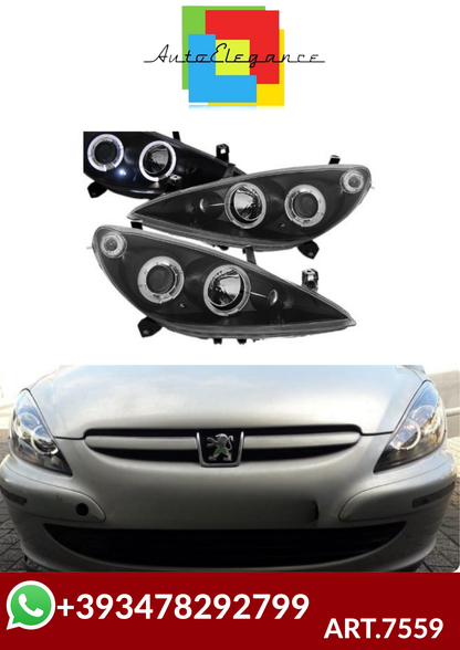 ART.7559 FARI ANTERIORI PEUGEOT 307 2001-2005 NERI ANGEL EYE H1/H1/H1