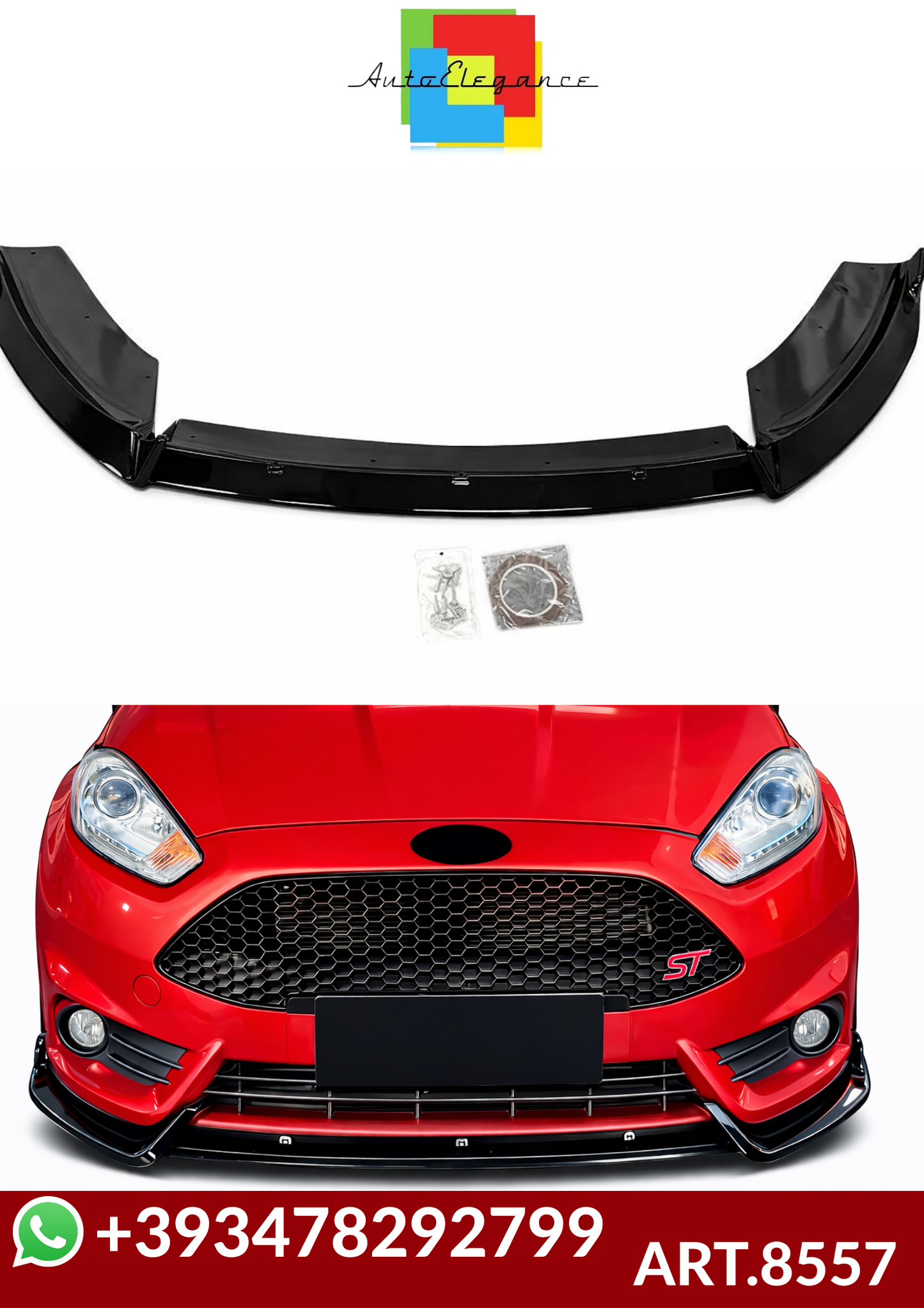 💕ART.8557 SPLITTER  Ford Fiesta MK6 ST 2012-2017 NERO LUCIDO💕
