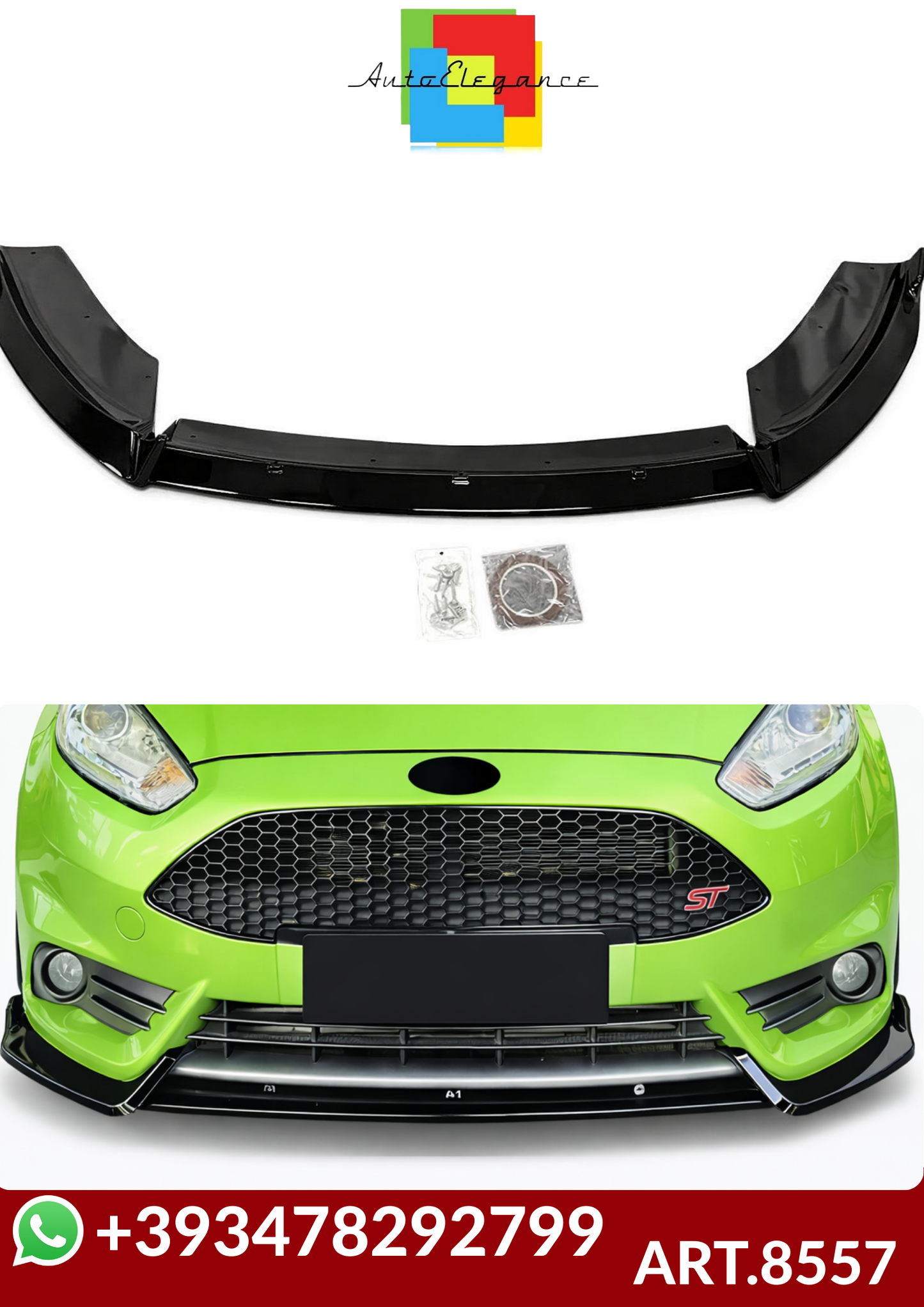 💕ART.8557 SPLITTER  Ford Fiesta MK6 ST 2012-2017 NERO LUCIDO💕