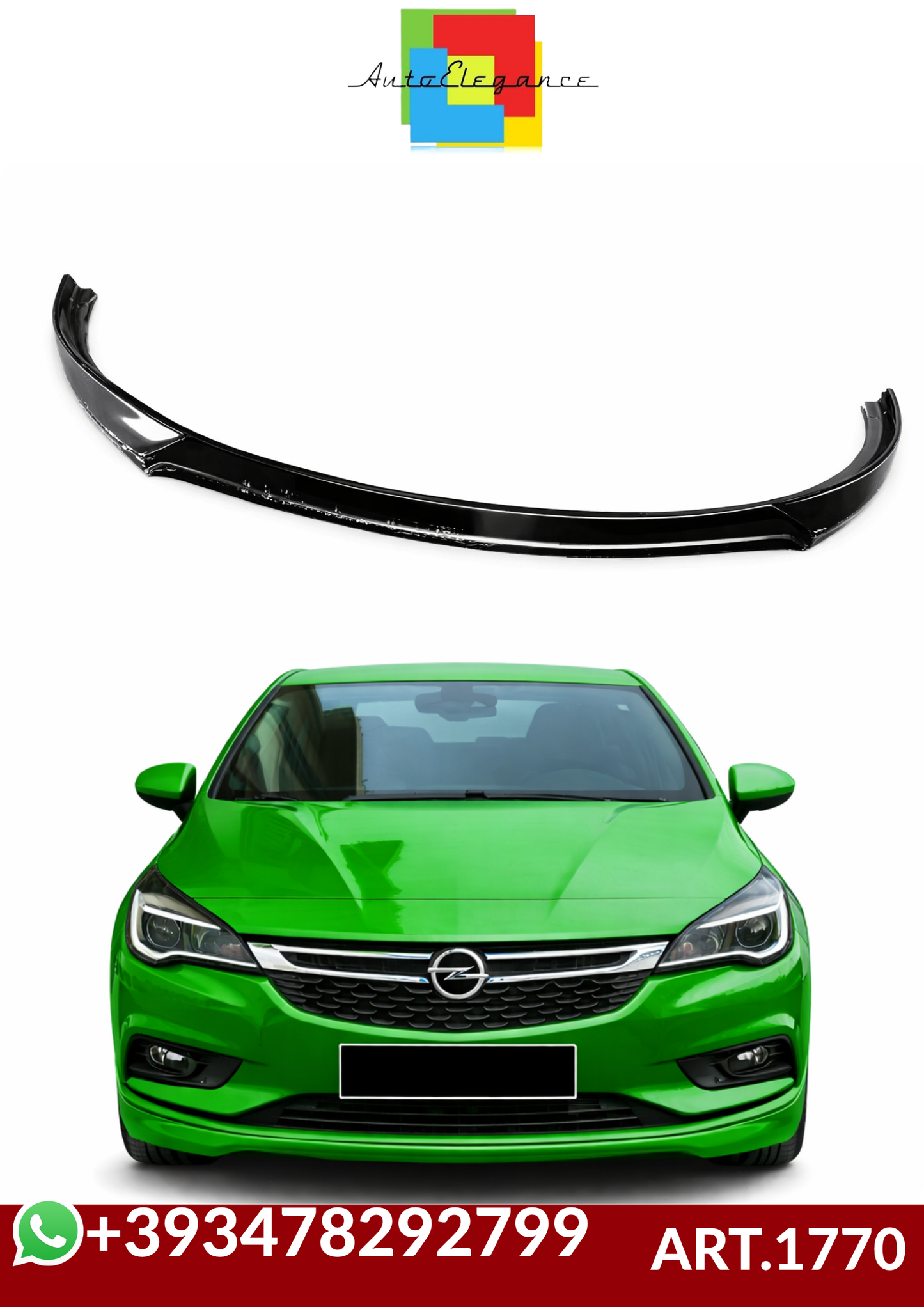 💕ART.1770 SPLITTER OPEL ASTRA K 2015-2021 LOOK SPORT NERO LUCIDO💕