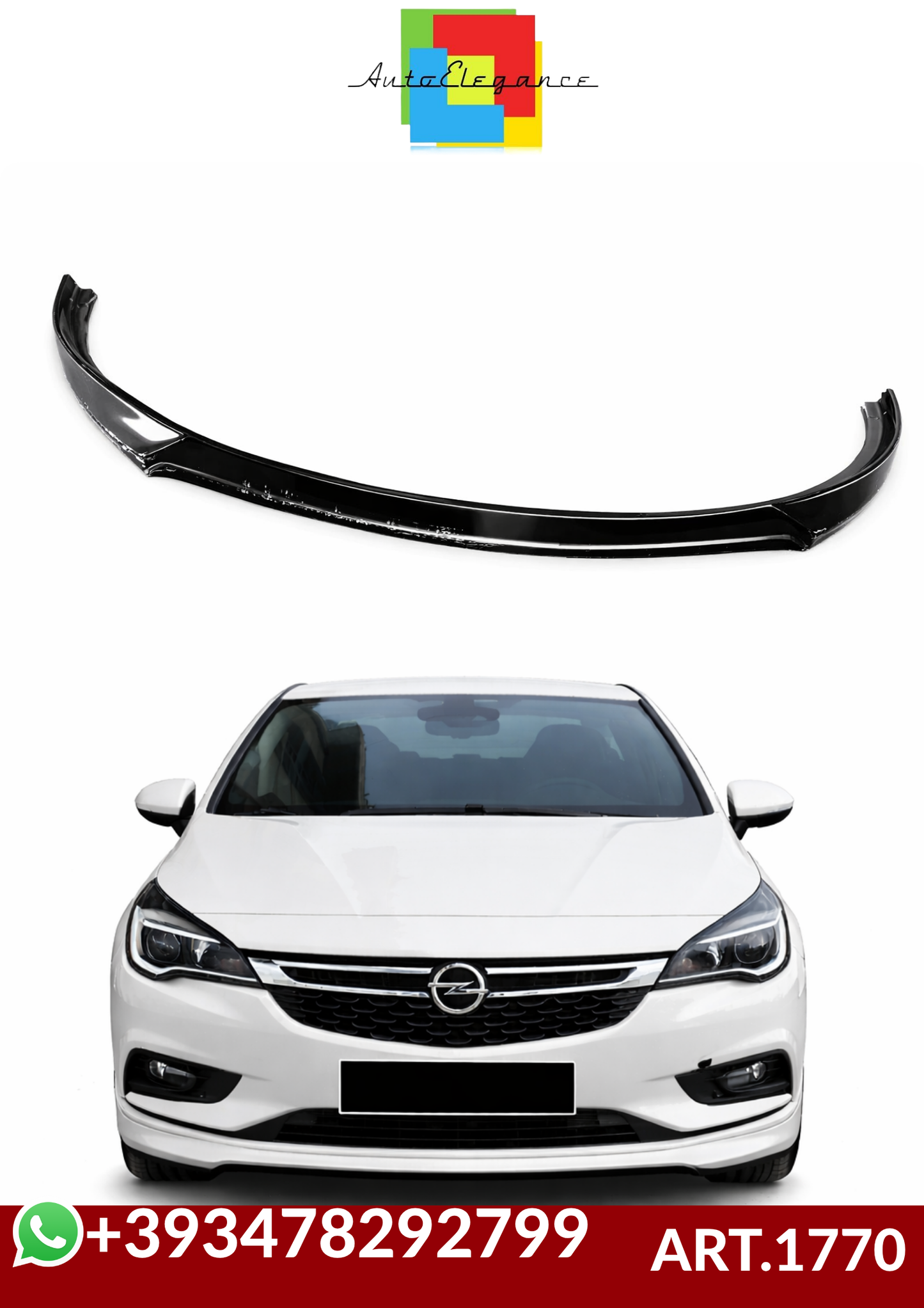 💕ART.1770 SPLITTER OPEL ASTRA K 2015-2021 LOOK SPORT NERO LUCIDO💕