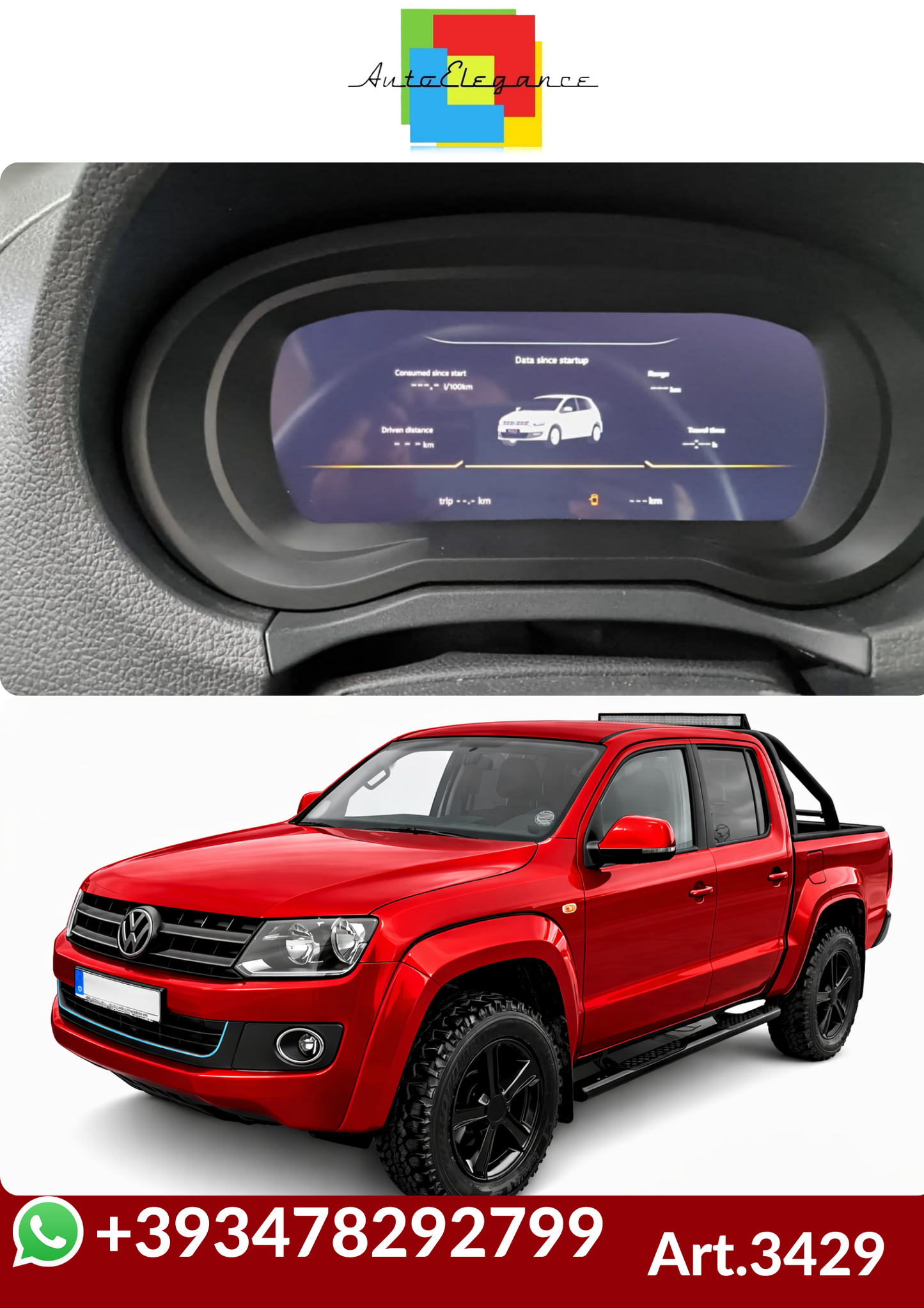 💕Art.3429  Cockpit virtuale digitale LCD VW Amarok 2008-2020 quadro strumenti💕