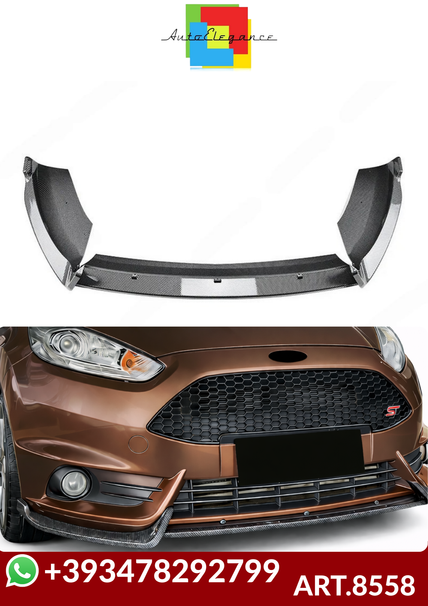 💕ART.8558 SPLITTER Ford Fiesta MK6 ST 2012-2017  CARBONIO 💕
