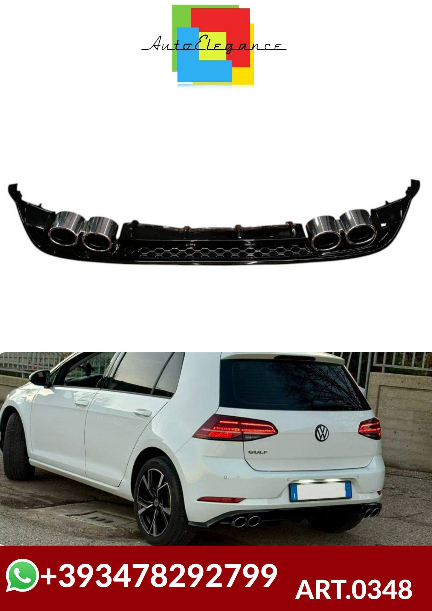 💕ART.0348  DIFFUSORE GOLF 7.5 2+2 NERO LUCIDO💕
