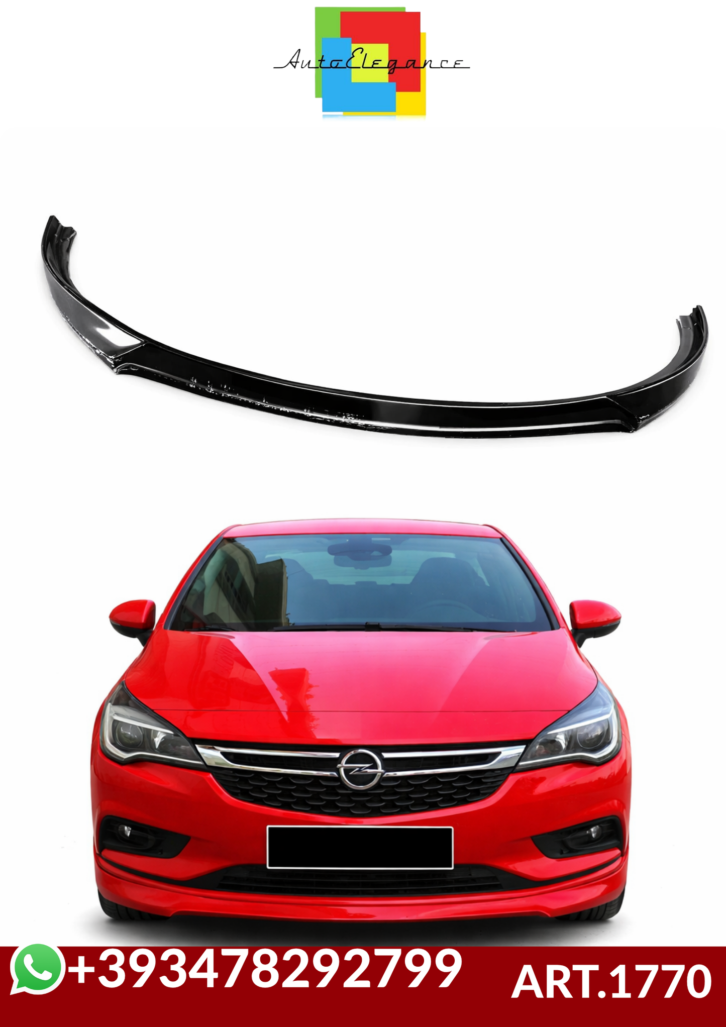 💕ART.1770 SPLITTER OPEL ASTRA K 2015-2021 LOOK SPORT NERO LUCIDO💕