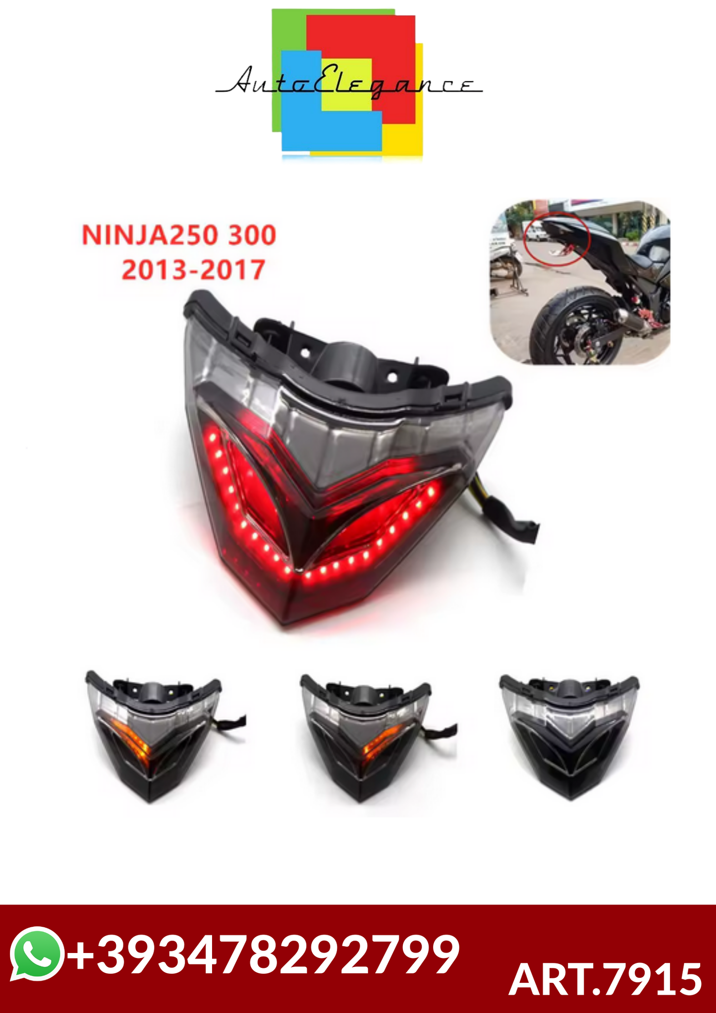 💕ART.7915  Fanali posteriori a LED con frecce KAWASAKI NINJA 250 300 300R Z30💕