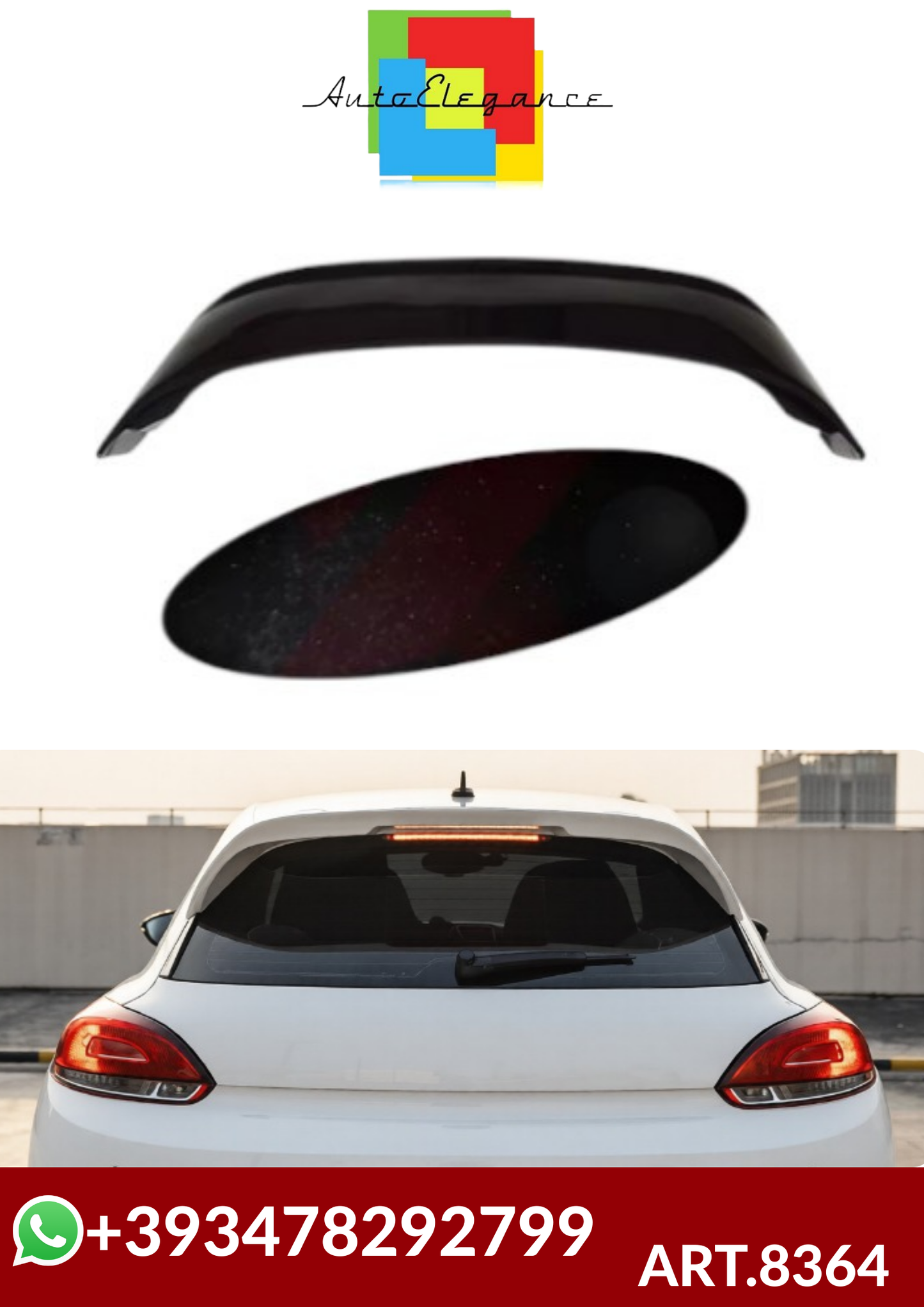 💕ART.8364  SPOILER VW SCIROCCO 2009-2014  NERO LUCIDO 💕