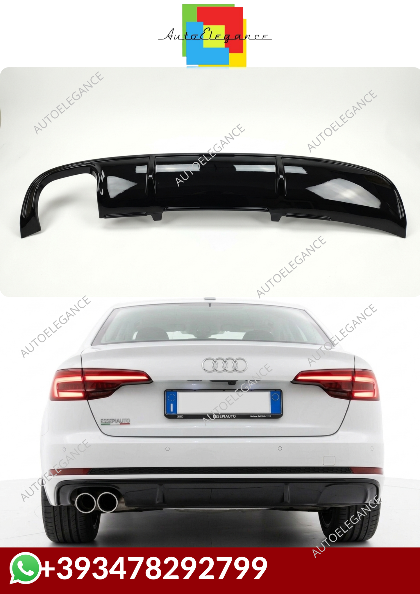 💕DIFFUSORE AUDI A4 B9 2016-2018 NERO LUCIDO 💕