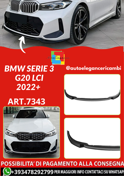 ART.7343  SPLITTER BMW SERIE 3 G20 LCI 2022+  M Pack NERO LUCIDO