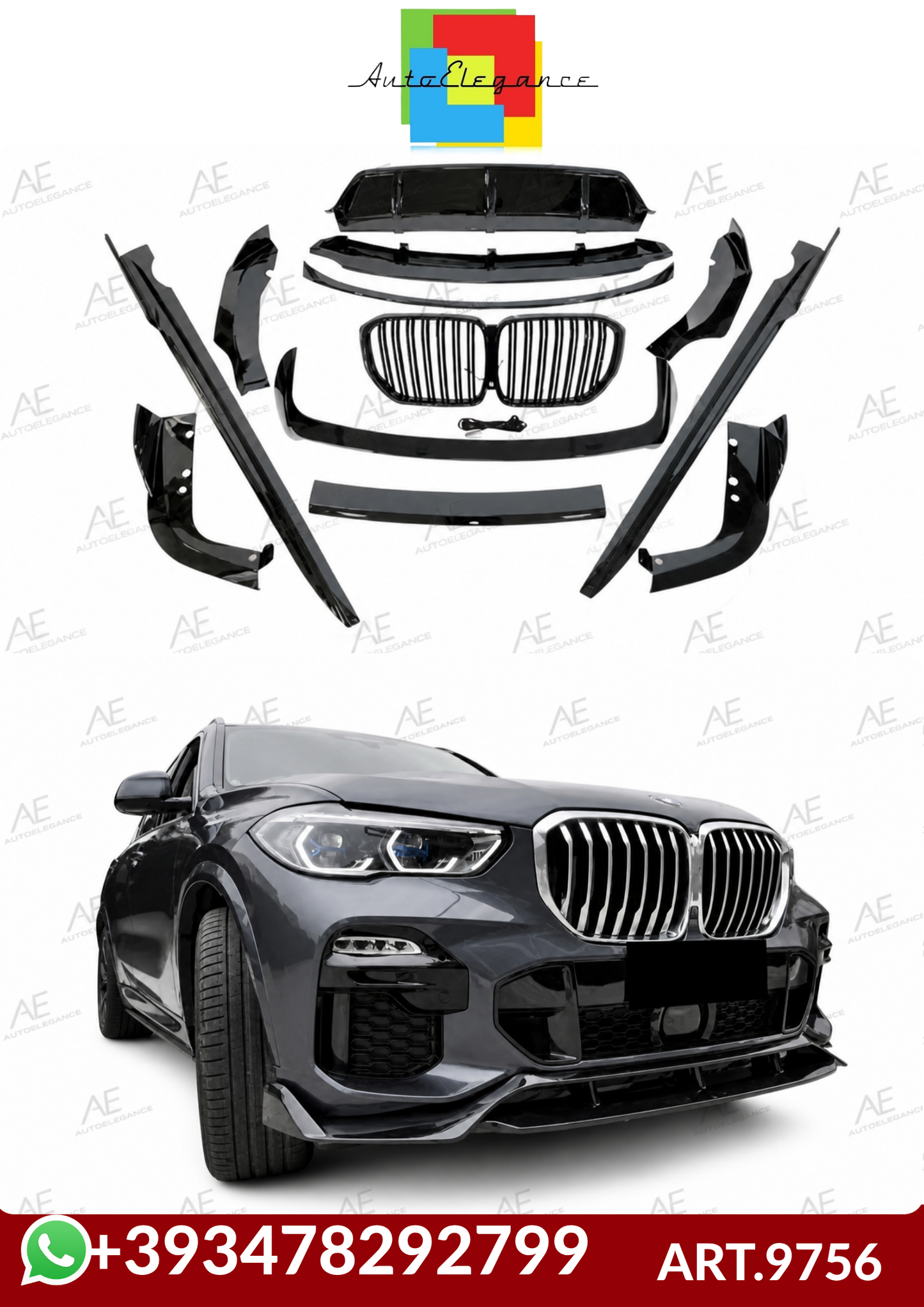 ART.9756 BODYKIT BMW G05 X5 Look M Performance Nero lucido
