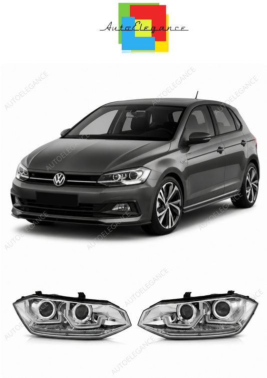 💕 Fari Anteriori Adatto per VW Polo VI 2G 2017-2021 Seq LED Cromati 💕
