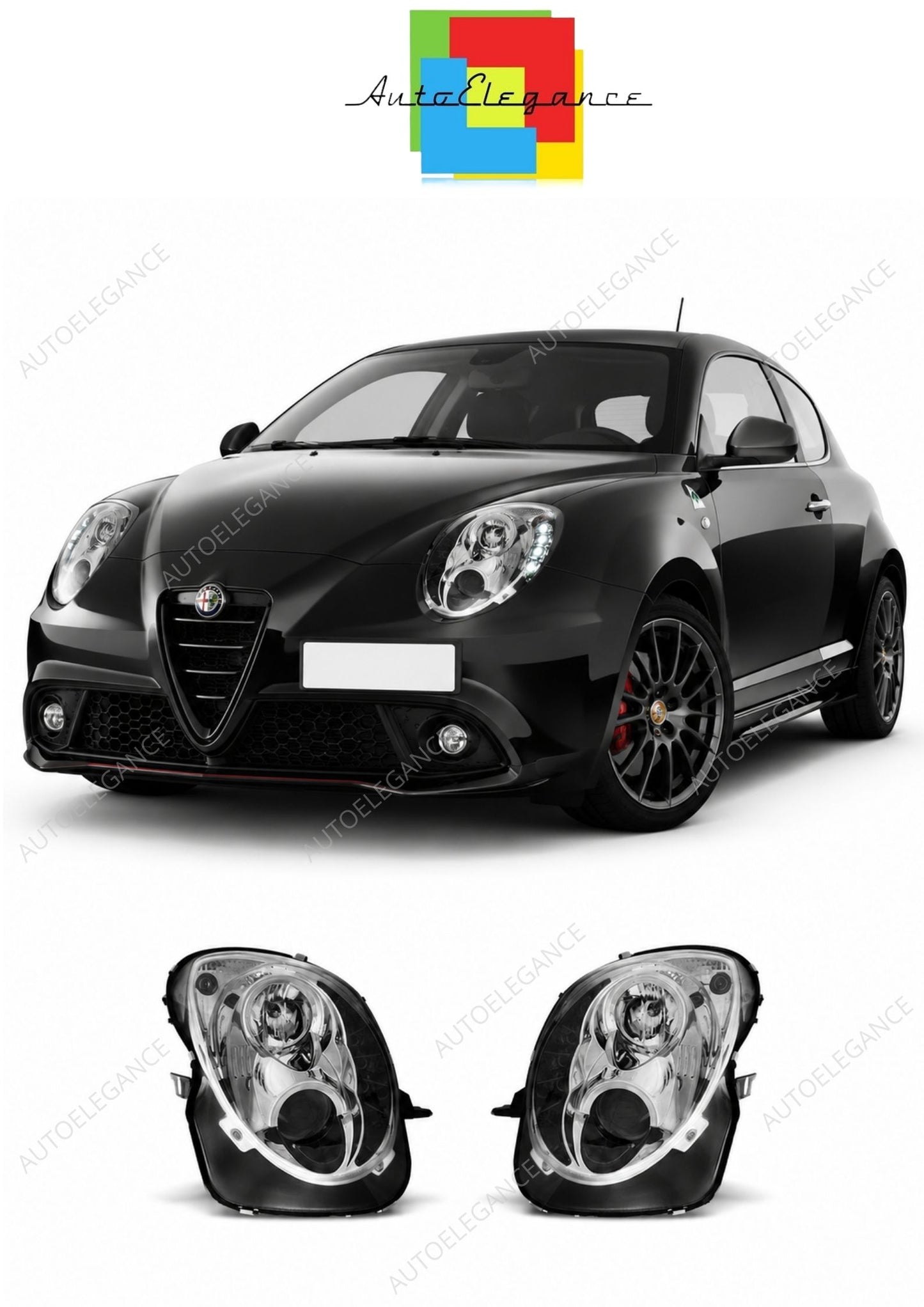 💕 Fari Anteriori Adatto per Alfa Romeo MiTo 2008-2019 True DRL LED Cromati 💕