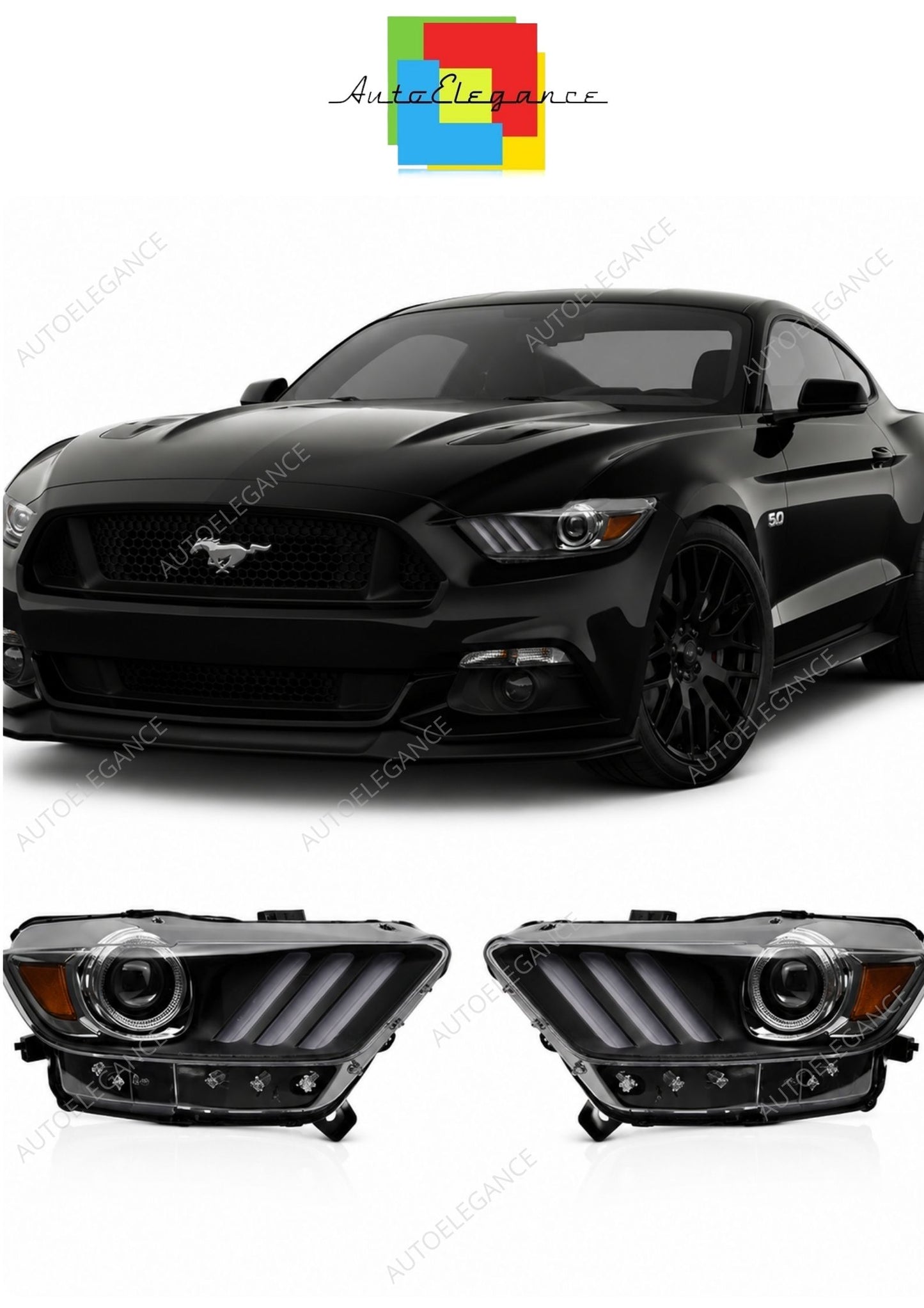 💕 Fari Xenon Adatto per Ford Mustang 14-17 LED DRL Neri D3S 💕