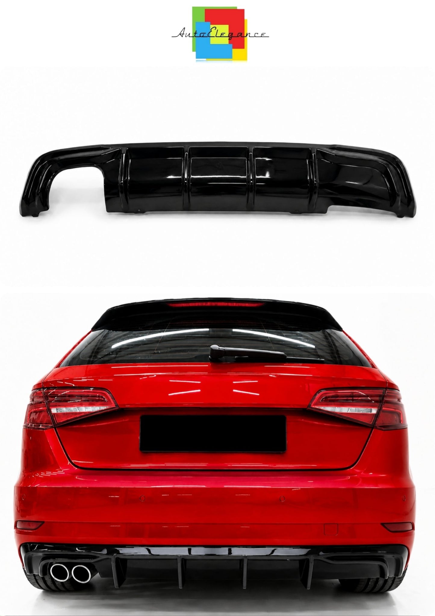 💕ART.1733 Diffusore rs3 per audi a3 8v 2017+ restyling solo paraurti standard💕