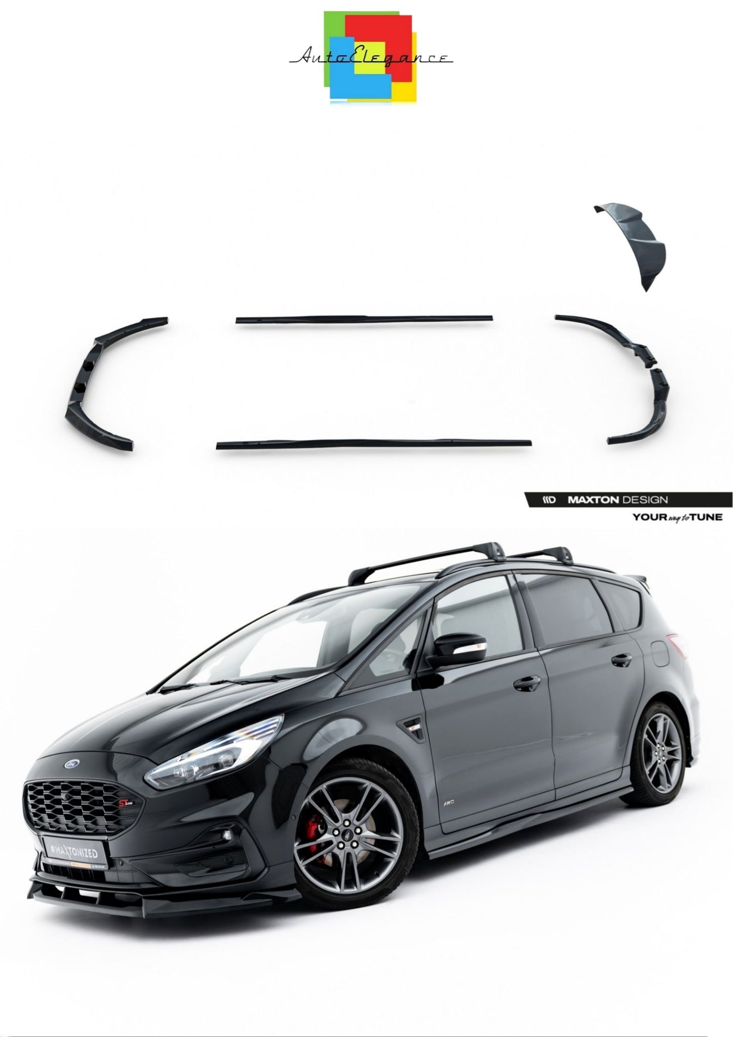 SPLITTER SUITABLE FOR VW GOLF 8 GTI GTD RLINE LOOK GLOSSY BLACK SPORTY DESIGN 