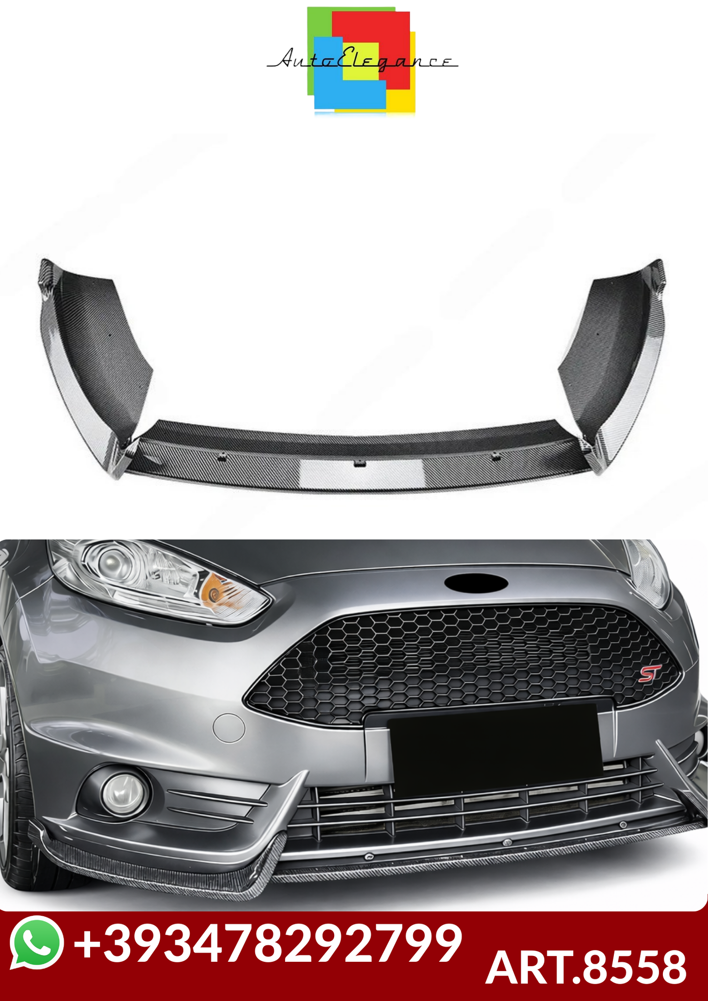 💕ART.8558 SPLITTER Ford Fiesta MK6 ST 2012-2017  CARBONIO 💕