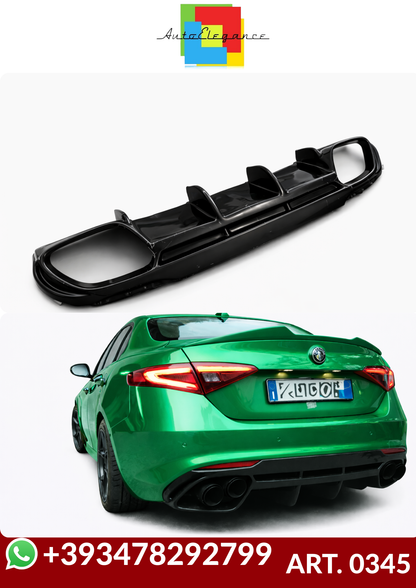 💕ART. 0345 DIFFUSORE ALFA ROMEO  GIULIA 16-21 LOOK QUADRIFOGLIO NERO LUCIDO💕