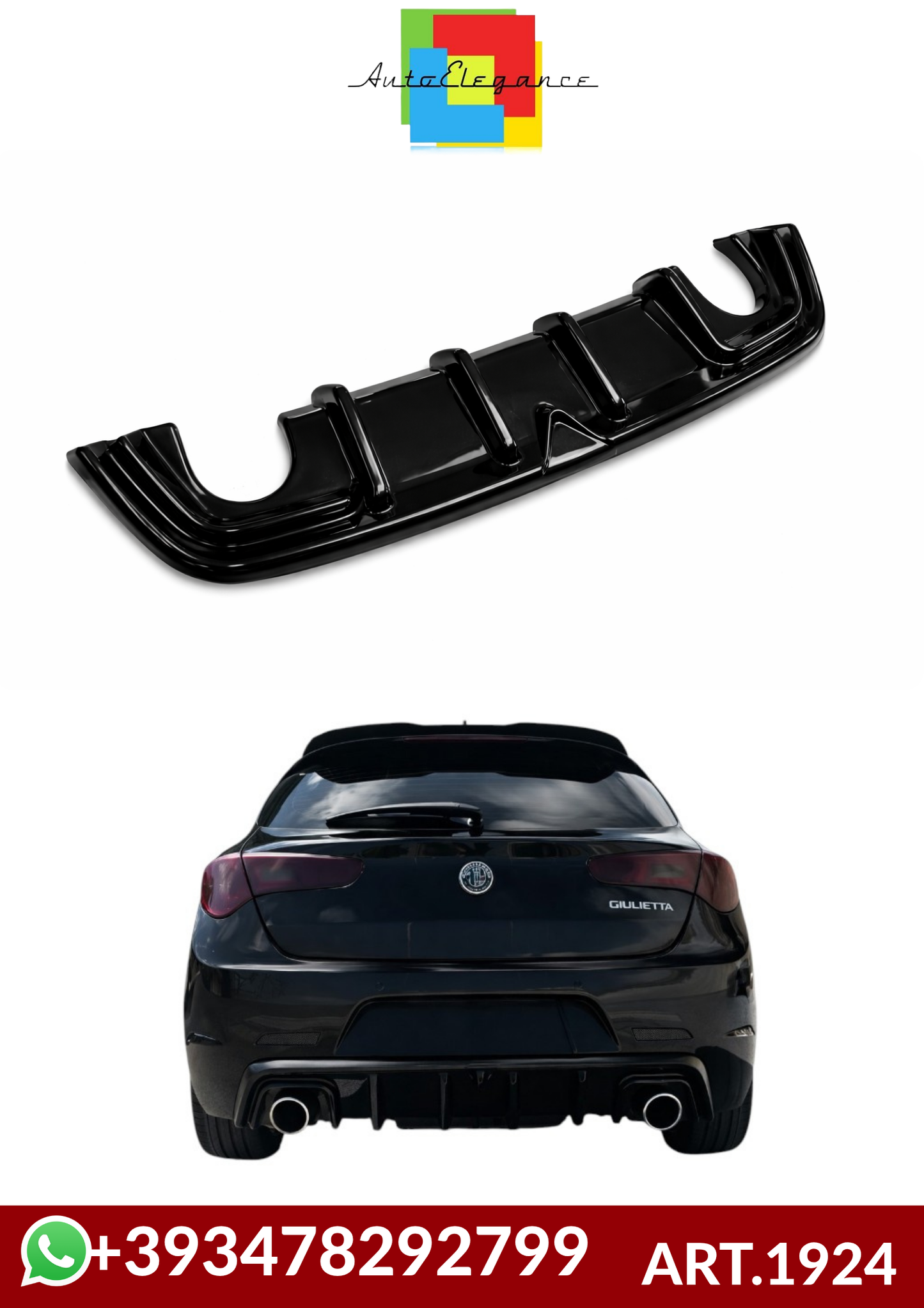 💕ART.1924  DIFFUSORE ALFA ROEMO GIULIETTA 2010-2020 NERO LUCIDO  💕