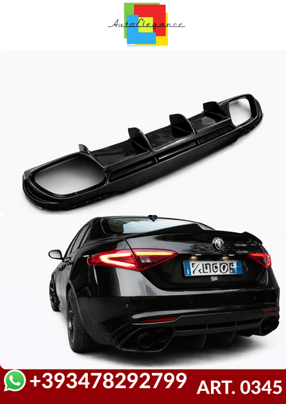 💕ART. 0345 DIFFUSORE ALFA ROMEO  GIULIA 16-21 LOOK QUADRIFOGLIO NERO LUCIDO💕