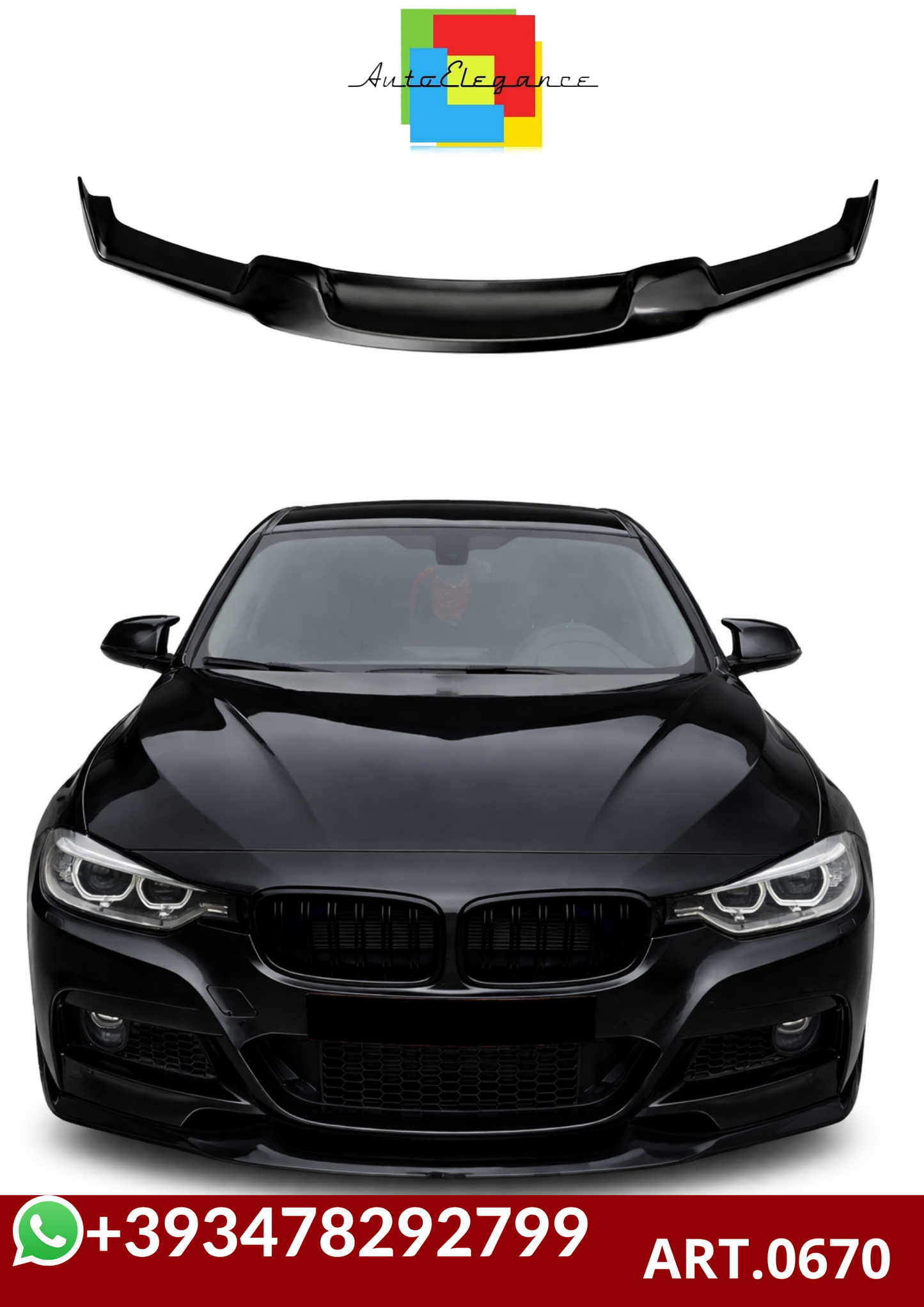 💕ART. 0670 SPLITTER BMW SERIE 3 F30 F31 Mtech LOOK MAD NERO LUCIDO💕
