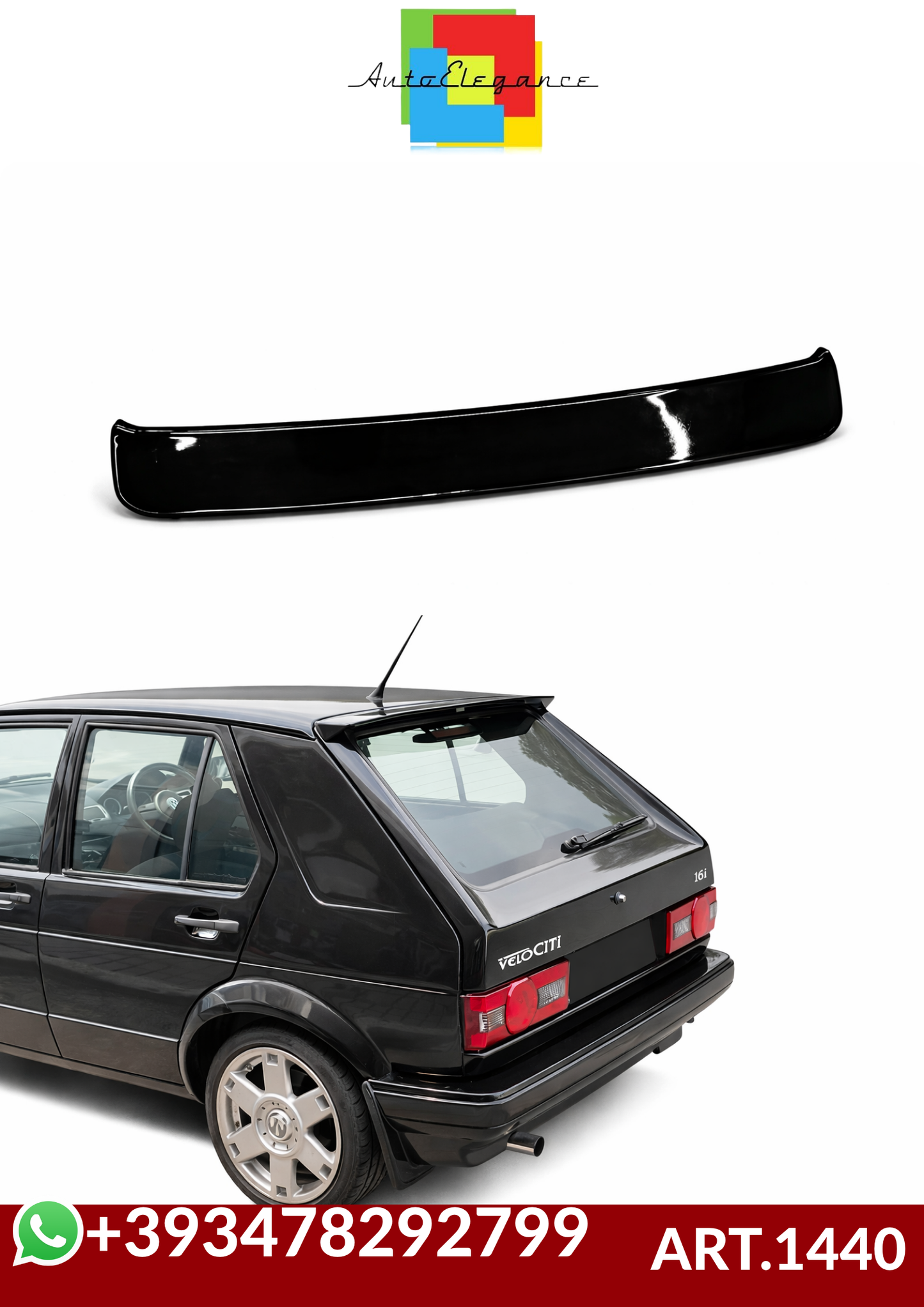 💕ART.1440 SPOILER VW GOLF MK1 1974-1985 LOOK RLINE GTI NERO LUCIDO💕