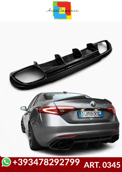 💕ART. 0345 DIFFUSORE ALFA ROMEO  GIULIA 16-21 LOOK QUADRIFOGLIO NERO LUCIDO💕