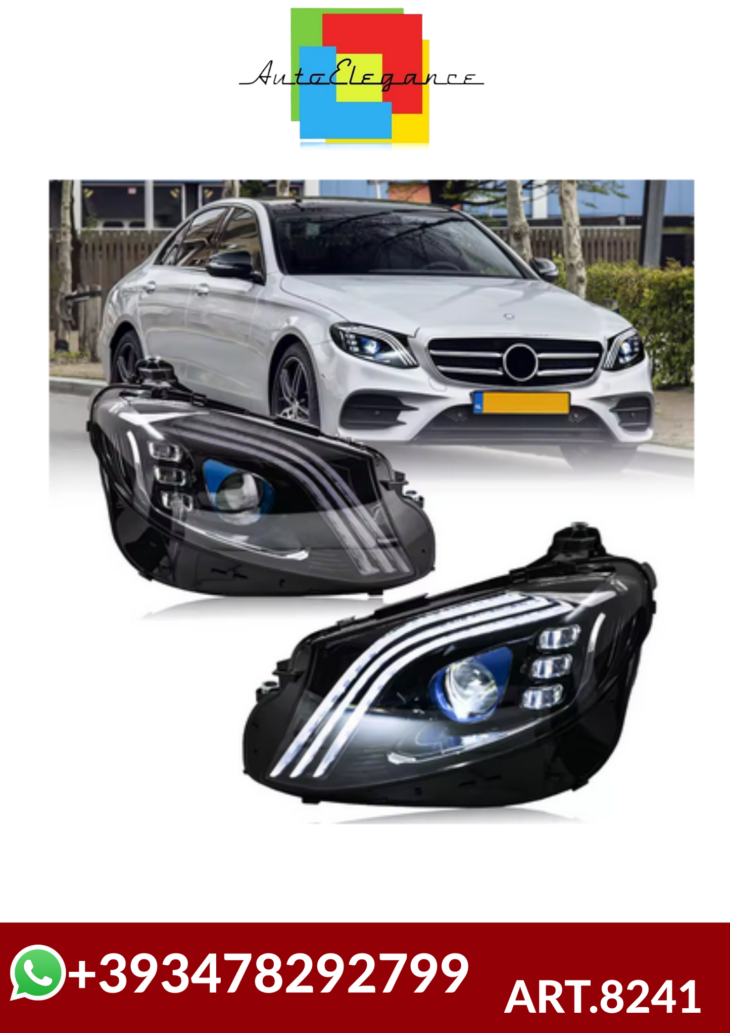 💕ART.8241  FARI ANTERIORI Mercedes Benz C-Class 16-21 W213 E200 E260 E300 E35💕