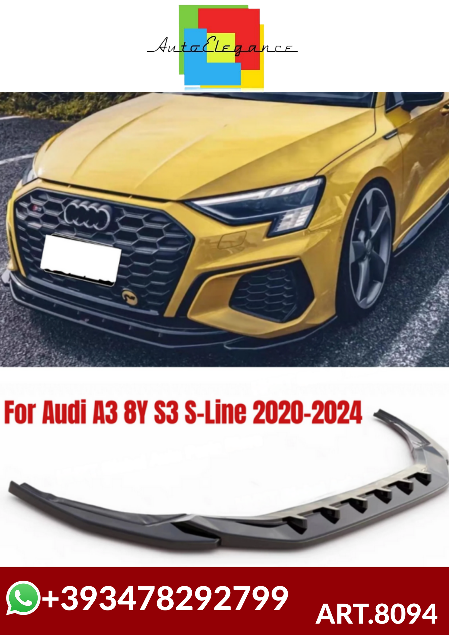 💕ART.8094 SPLITTER Audi A3 8Y S3 S-Line 2020-2024   💕