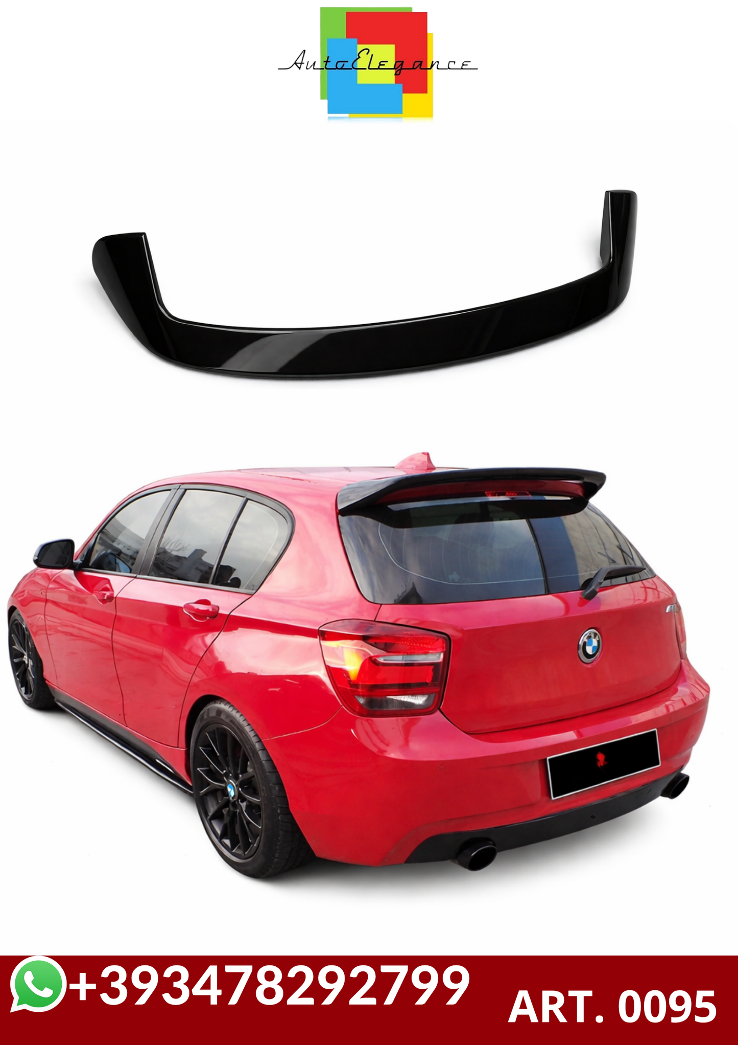 💕ART. 0095 SPOILER BMW SERIE 1 F20 F21 2011-2019 NERO  LUCIDO💕