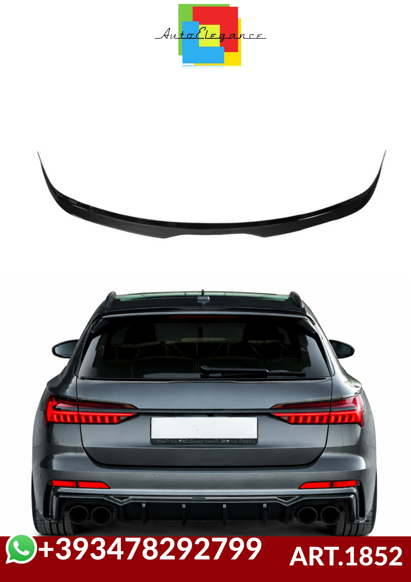 💕ART.1852 SPOILER AUDI  A6 C8 2019+ AVANT S6 SLINE NERO LUCIDO ALA💕