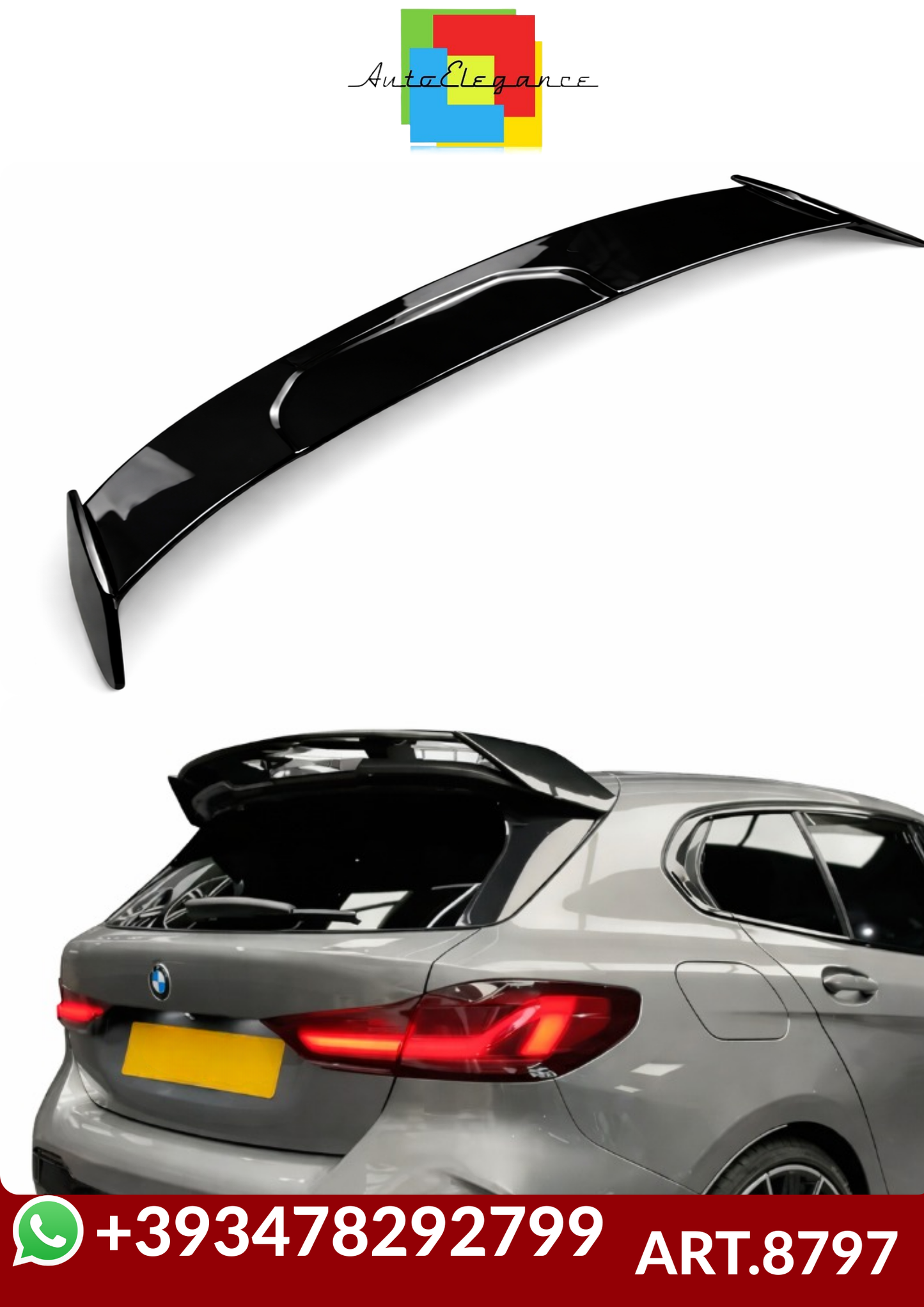 💕ART.8797 SPOILER BMW 1 F40  2019-2024 NERO  LUCIDO 💕