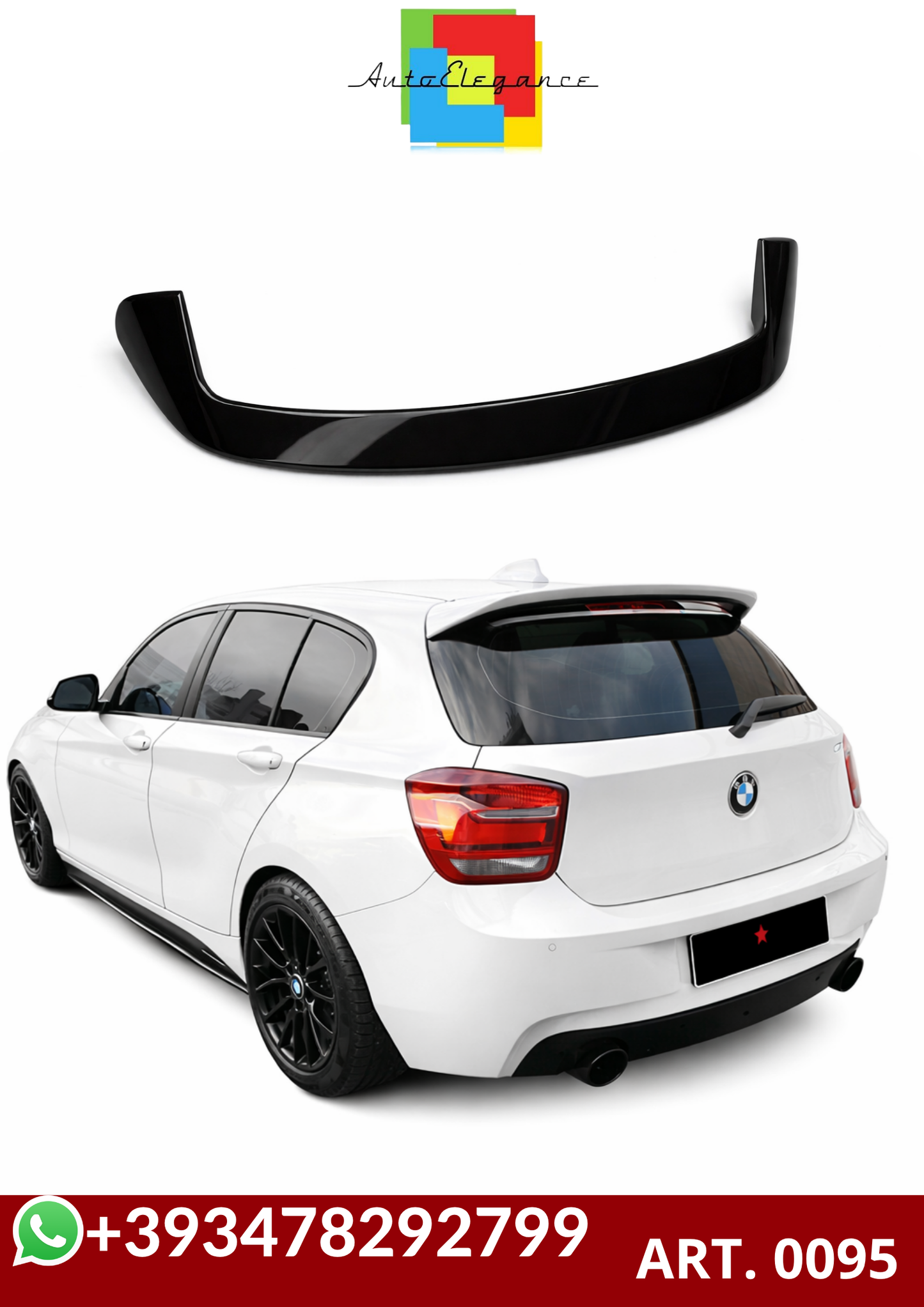 💕ART. 0095 SPOILER BMW SERIE 1 F20 F21 2011-2019 NERO  LUCIDO💕