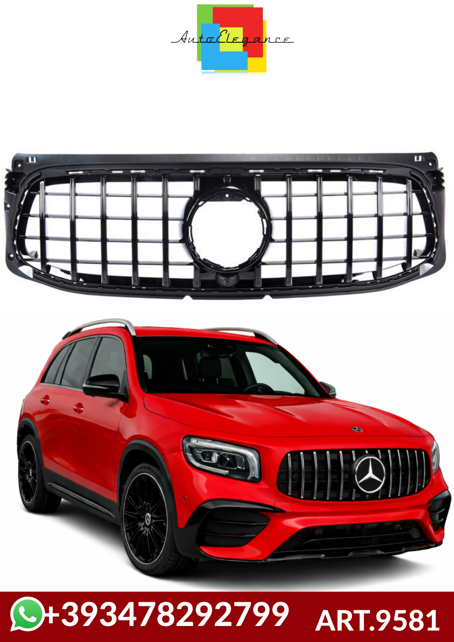 💕ART.9581 GRIGLIA MERCEDES GLB35 AMG NERO LUCIDO Look per(X247)2019+Panameri 💕