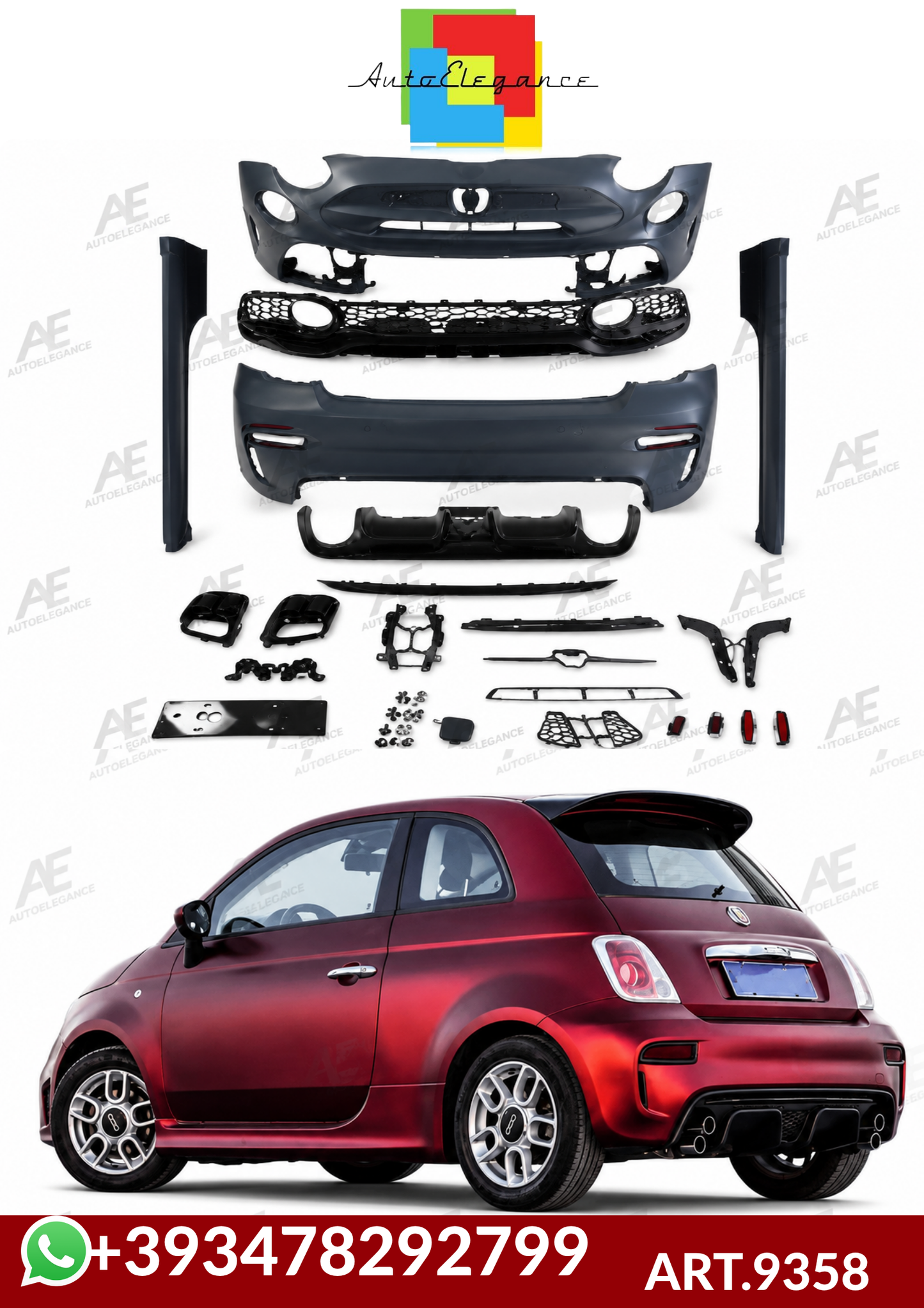 💕ART.9358 BODYKIT FIAT 500 LOOK ABARTH 695 (2007-2014)💕