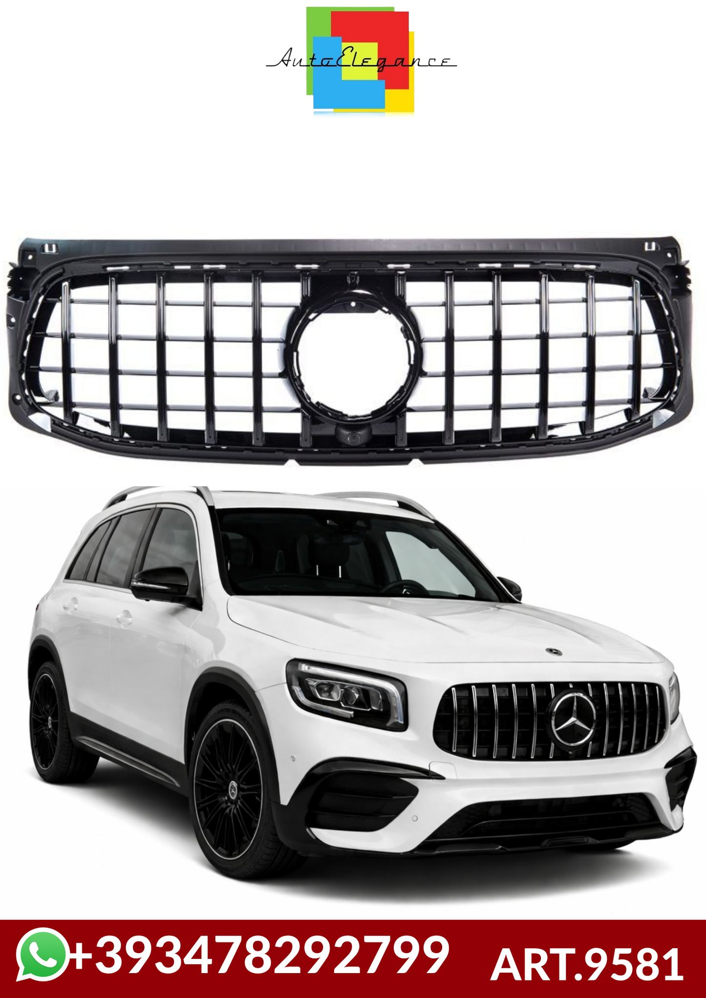 💕ART.9581 GRIGLIA MERCEDES GLB35 AMG NERO LUCIDO Look per(X247)2019+Panameri 💕