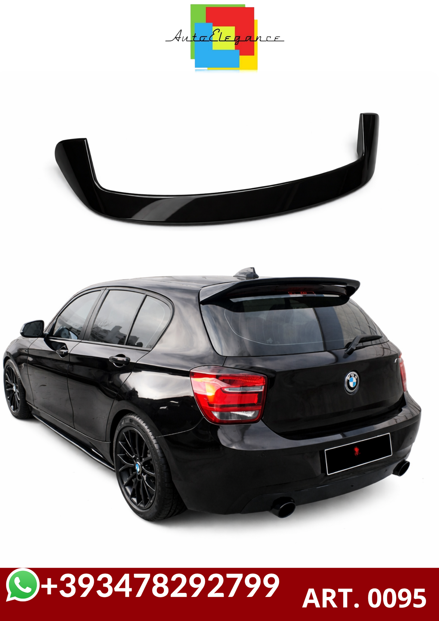 💕ART. 0095 SPOILER BMW SERIE 1 F20 F21 2011-2019 NERO  LUCIDO💕