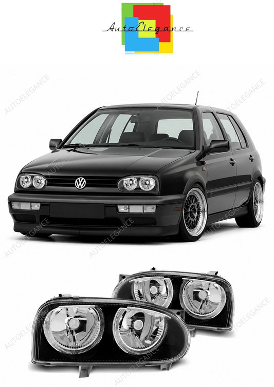💕 Fari Anteriori Adatto per VW Golf 3 91-97 Angel Eyes Neri 💕