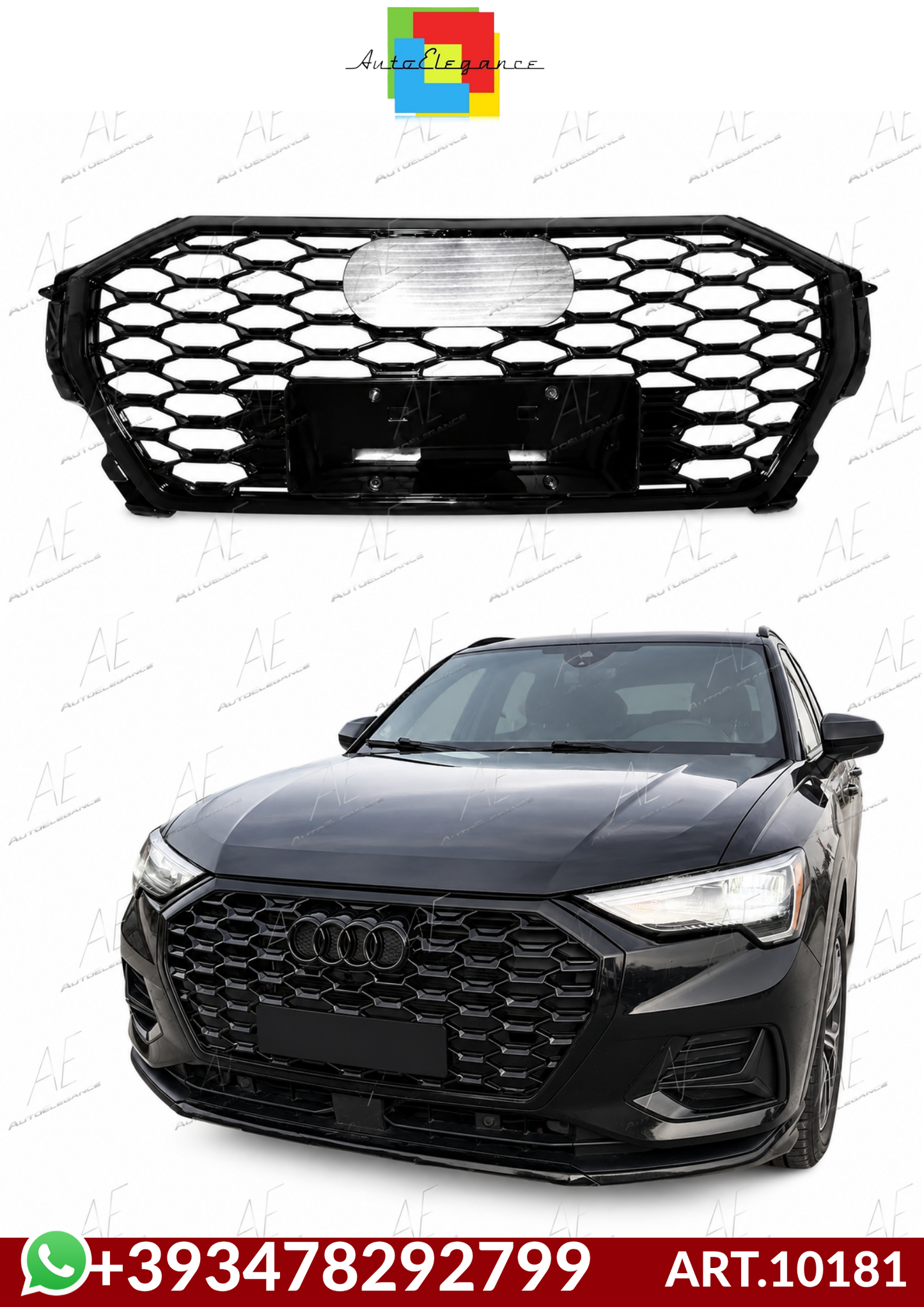 💕ART.10181 GRIGLIA AUDI Q3 F3 2019-2023 LOOK SQ3 NERO LUCIDO💕