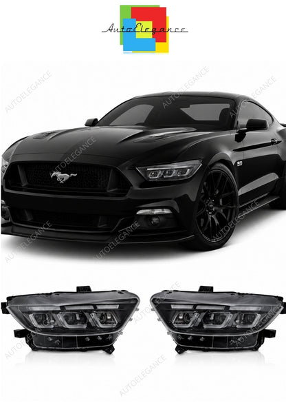 💕 Fari Anteriori Adatto per Ford Mustang 14-17 Full LED DRL Neri 💕