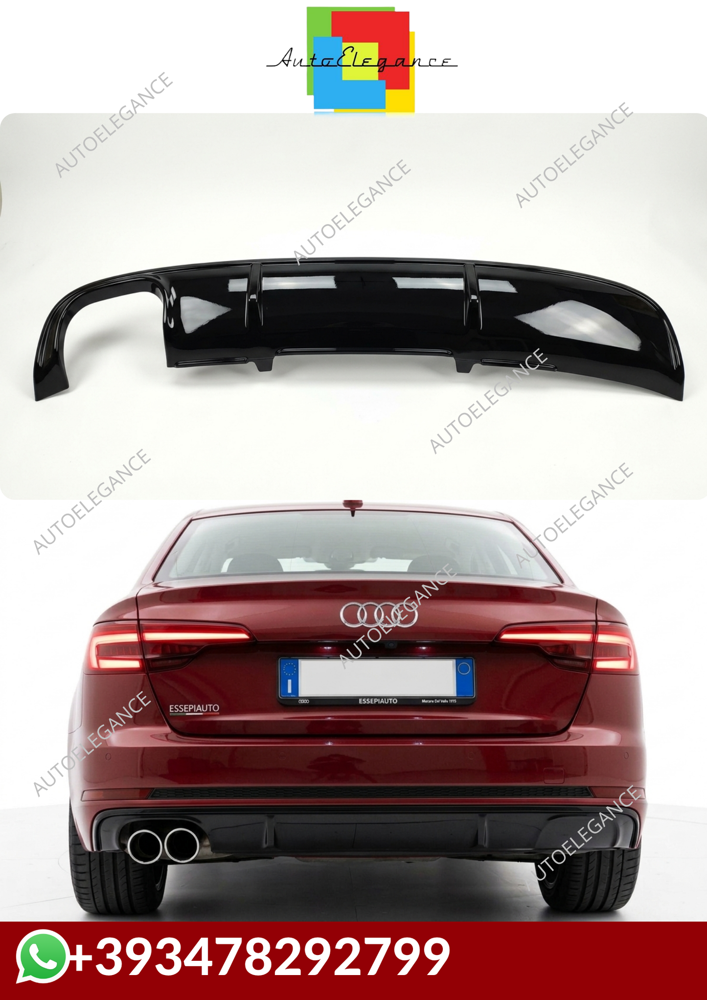 💕DIFFUSORE AUDI A4 B9 2016-2018 NERO LUCIDO 💕