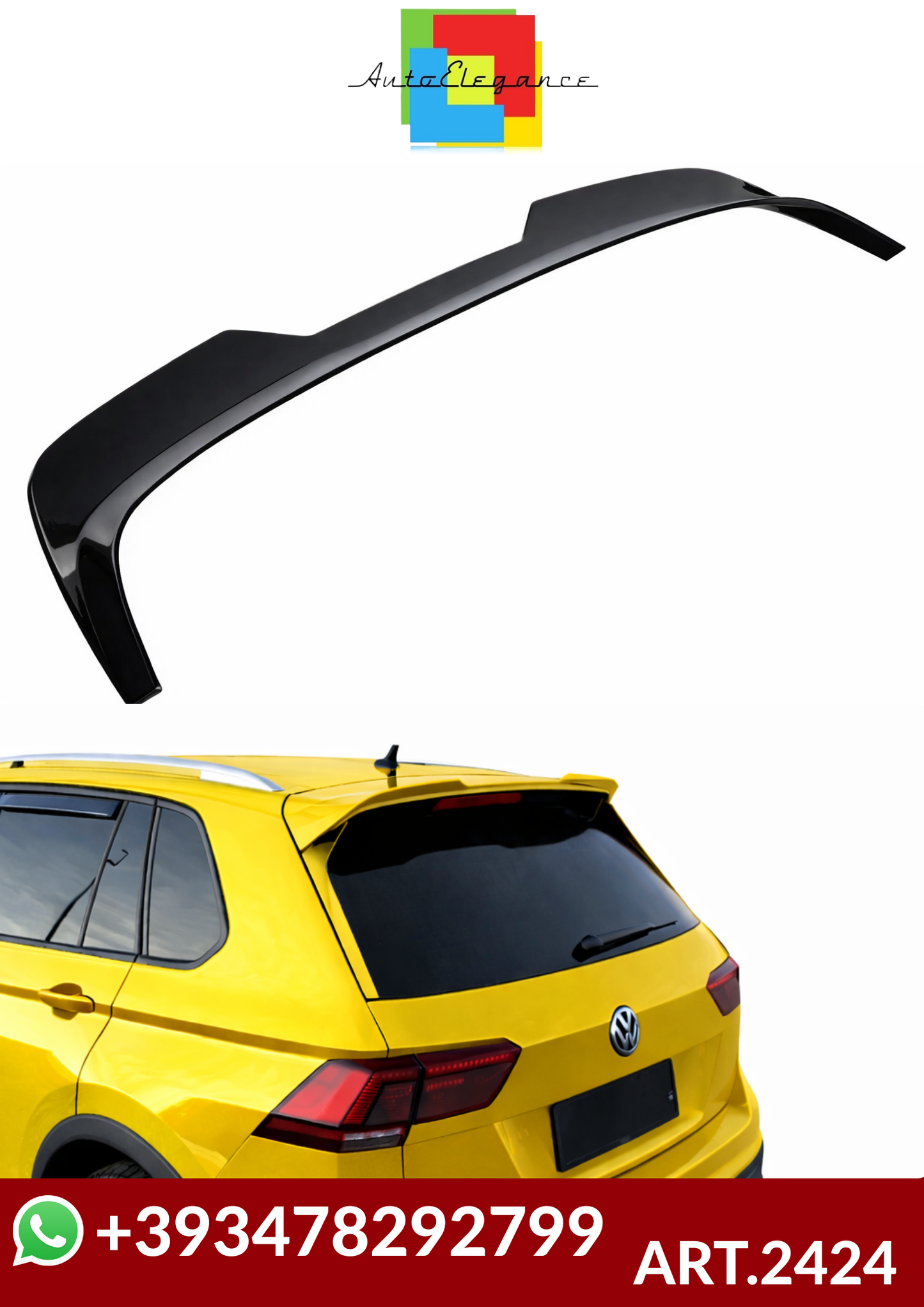 💕ART.2424 SPOILER VOLKSWAGEN TIGUAN MK2 R-LINE 2015-2020 NERO LUCIDO 💕