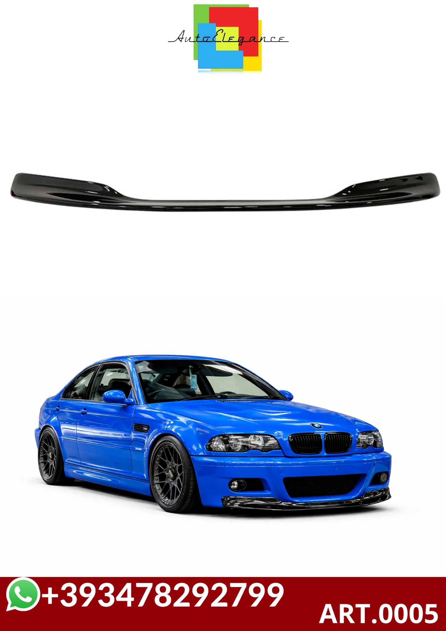 💕ART.0005 SPLITTER BMW E46 1997-2006 M3 NERO LUCIDO 💕