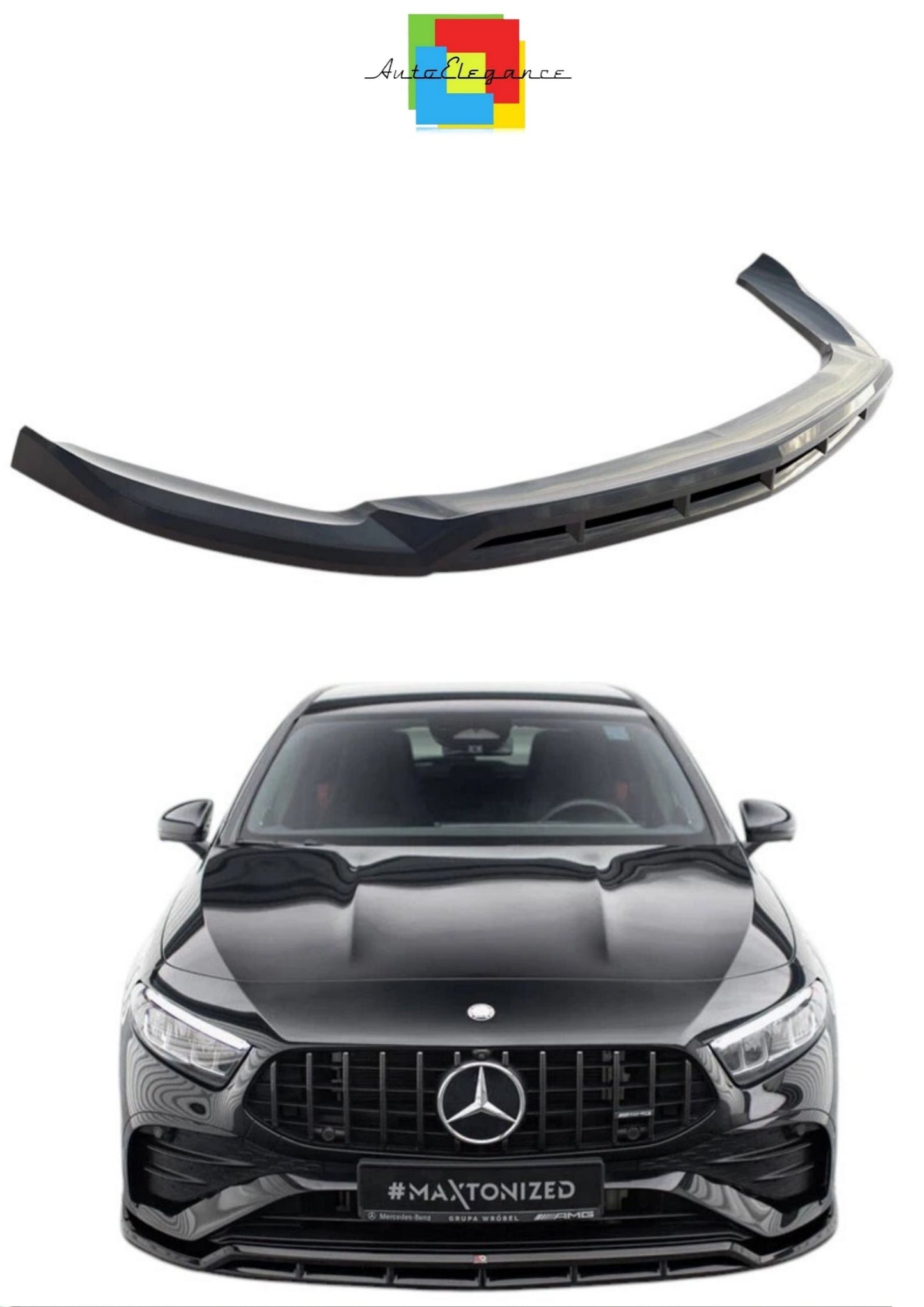 💕 Splitter adatto  per   Mercedes A35 AMG W177 Facelift nero lucido ABS💕
